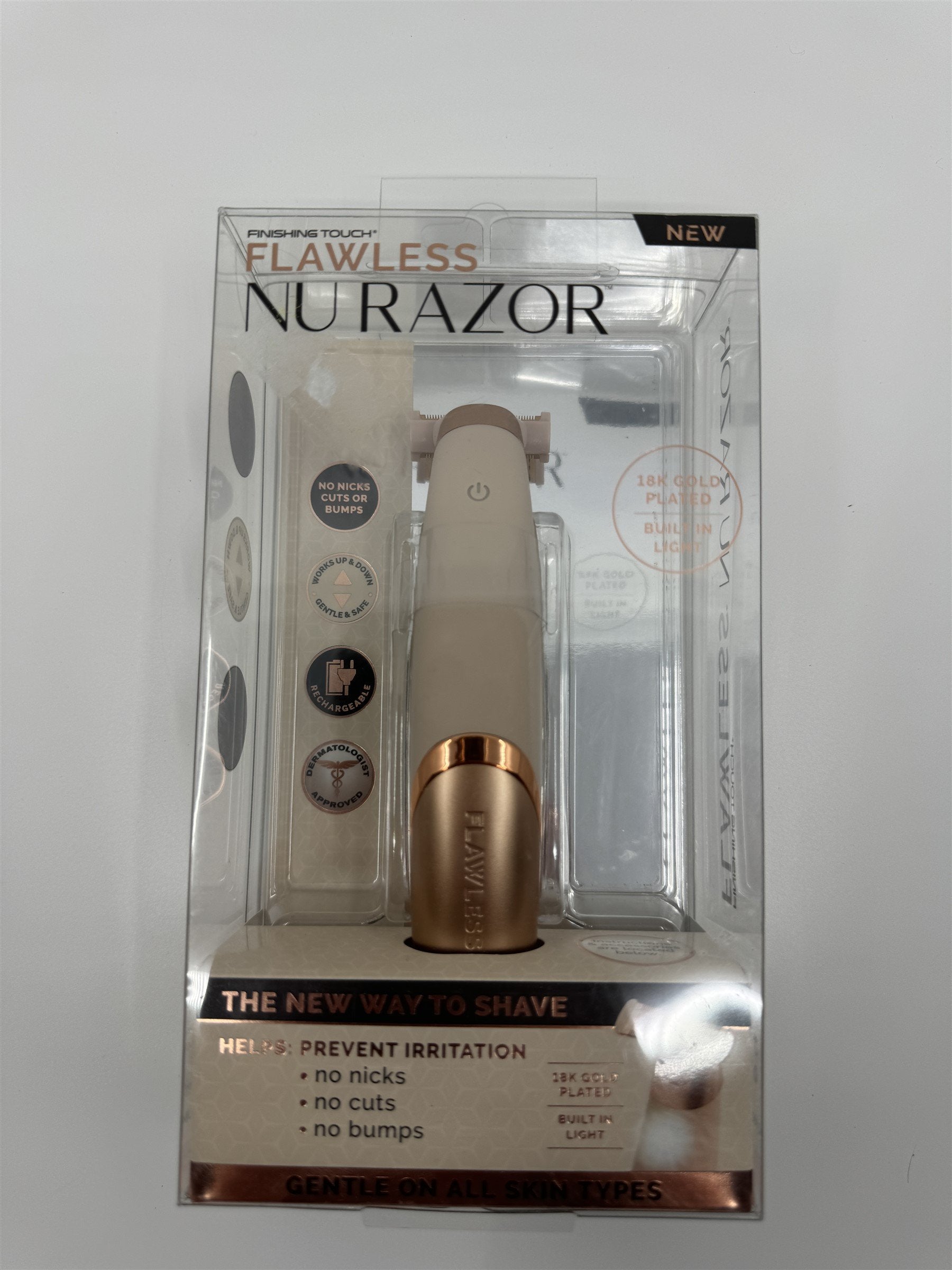 Finishing Touch Flawless Nu Razor Hypoallergenic Cordless Razor Gold