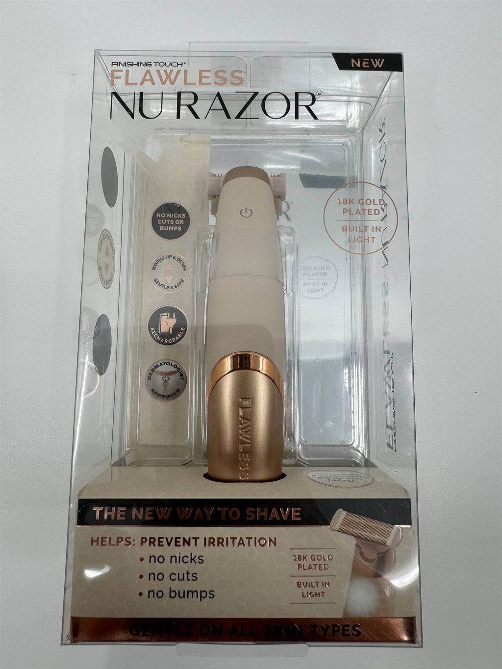Finishing Touch Flawless Nu Razor Hypoallergenic Cordless Razor Gold