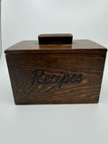 Vintage Kitchen Wooden Recipe Box Lift Off Lid /w Index Card Holder Wood Box