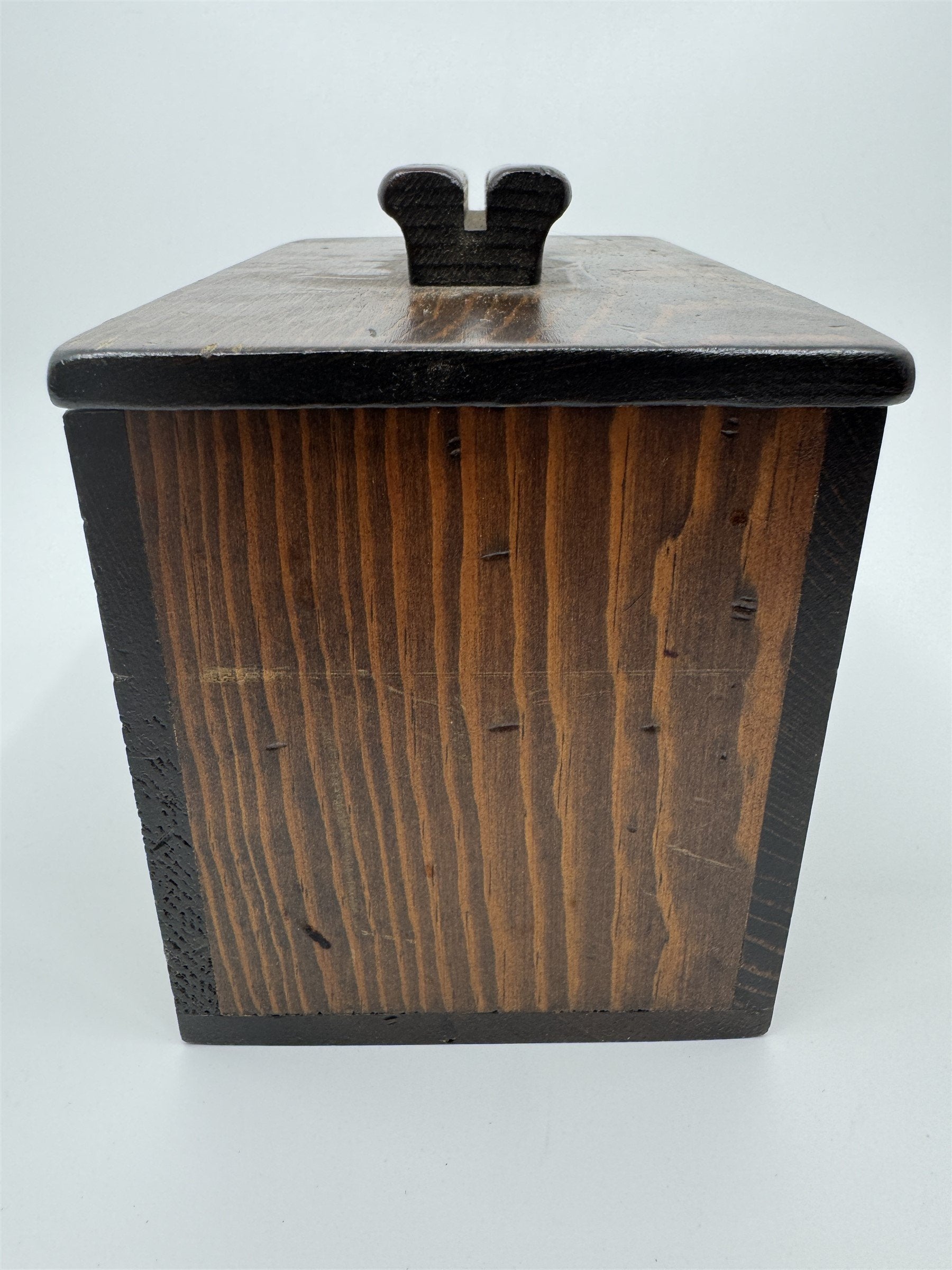 Vintage Kitchen Wooden Recipe Box Lift Off Lid /w Index Card Holder Wood Box