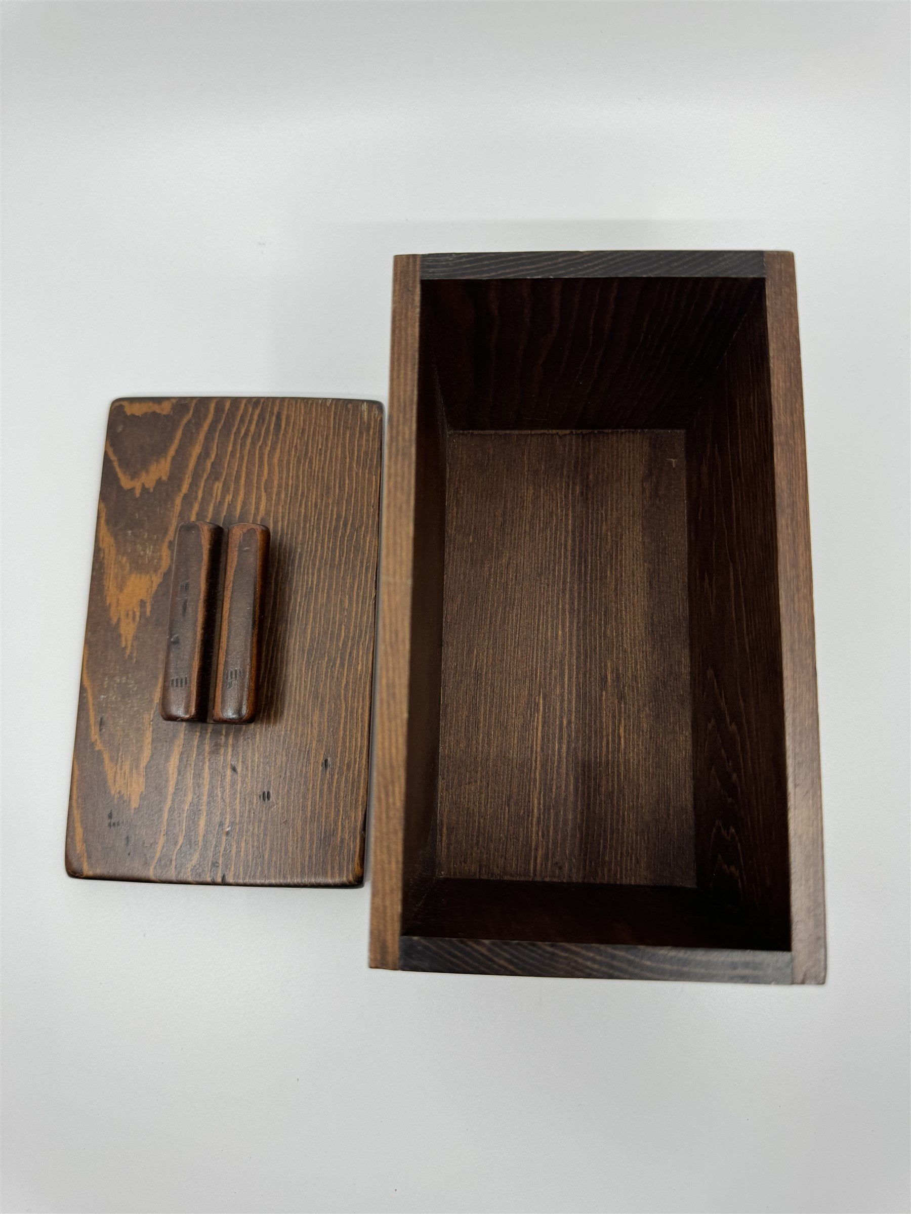 Vintage Kitchen Wooden Recipe Box Lift Off Lid /w Index Card Holder Wood Box