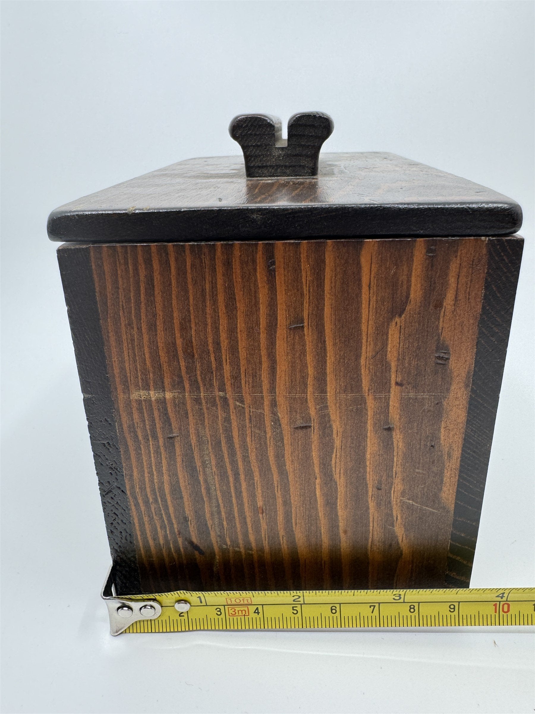 Vintage Kitchen Wooden Recipe Box Lift Off Lid /w Index Card Holder Wood Box