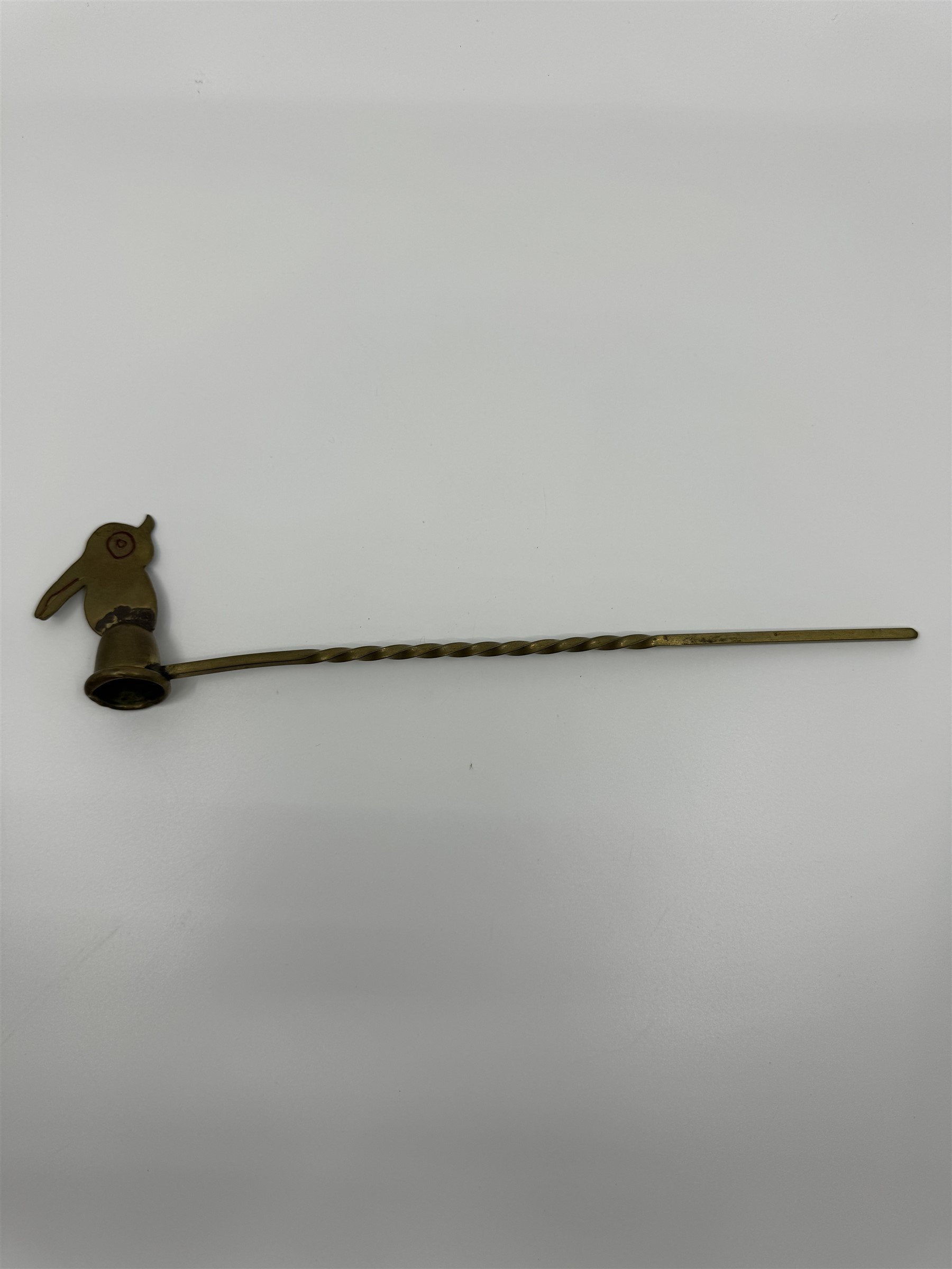Vintage Metal Brass Candle Snuffer With Parrot Bird Toucan Drawn Twisted Metal