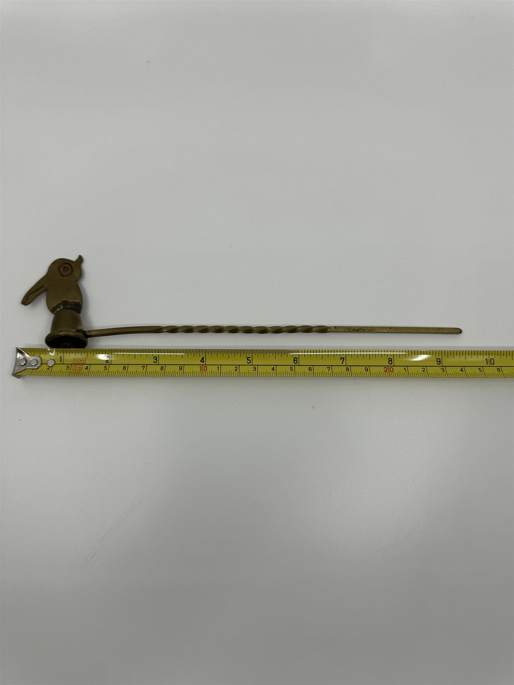 Vintage Metal Brass Candle Snuffer With Parrot Bird Toucan Drawn Twisted Metal