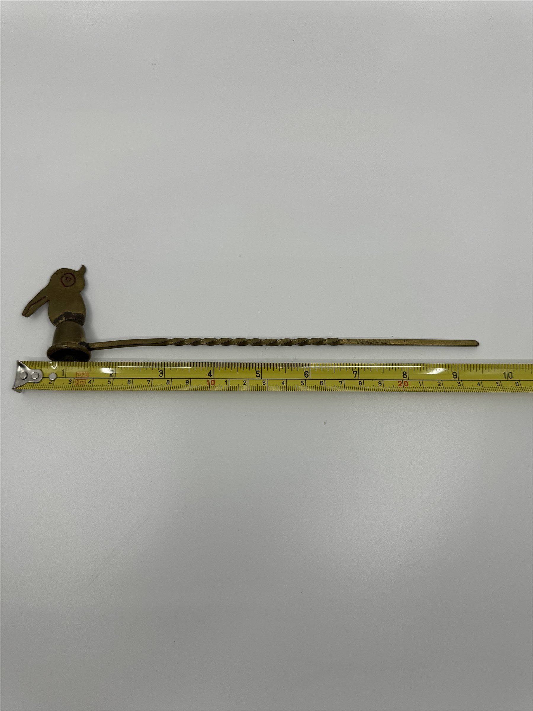 Vintage Metal Brass Candle Snuffer With Parrot Bird Toucan Drawn Twisted Metal