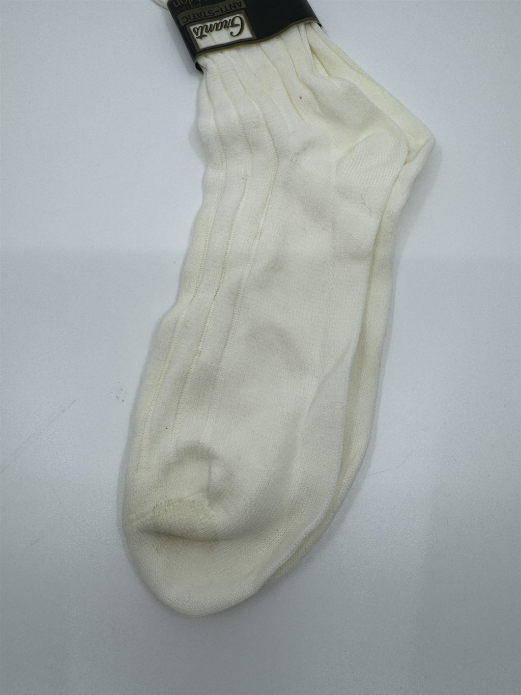 Vintage Grants 100% Nylon Anti-Static White/Beige Mens Socks 10-13