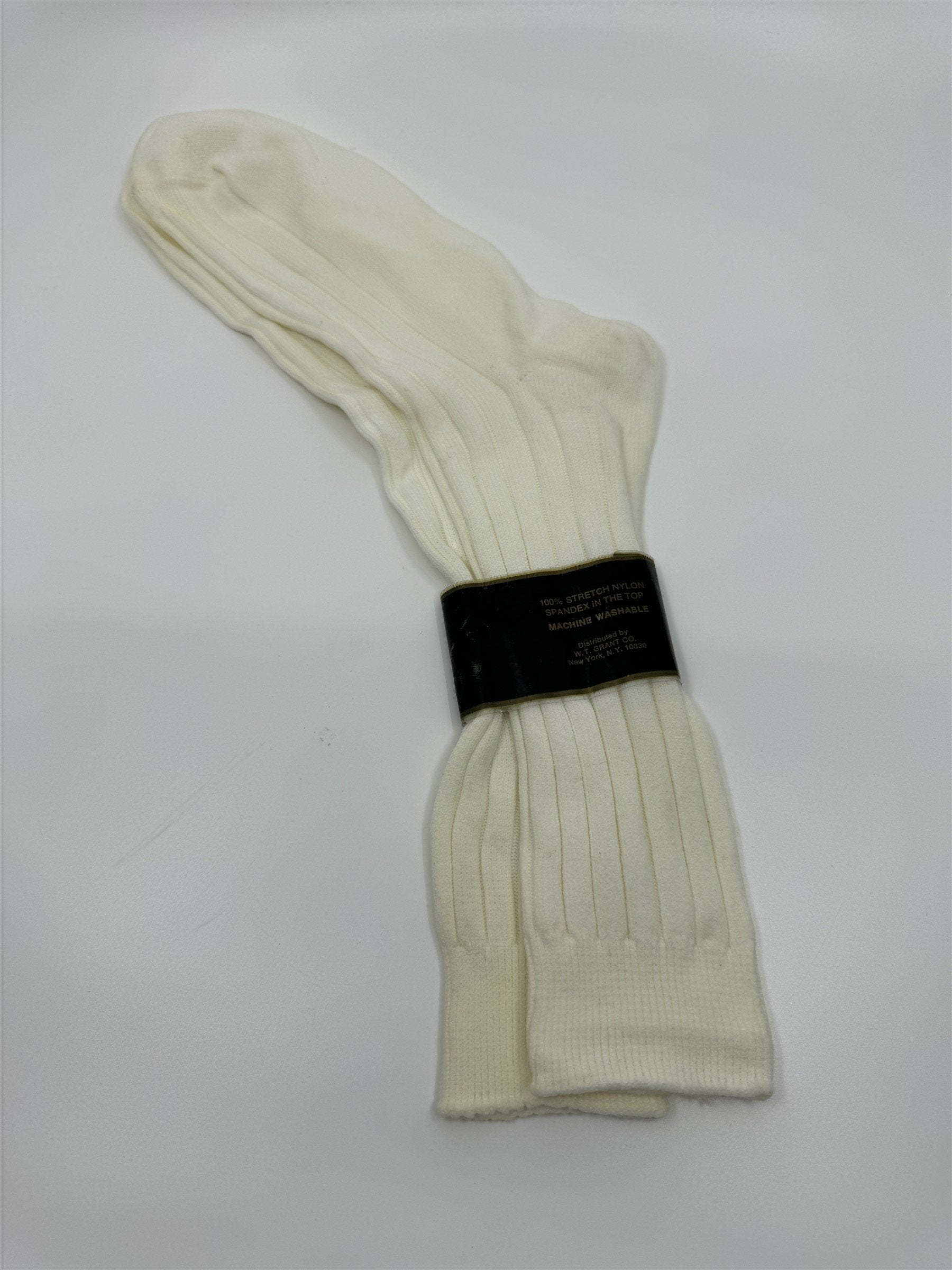 Vintage Grants 100% Nylon Anti-Static White/Beige Mens Socks 10-13