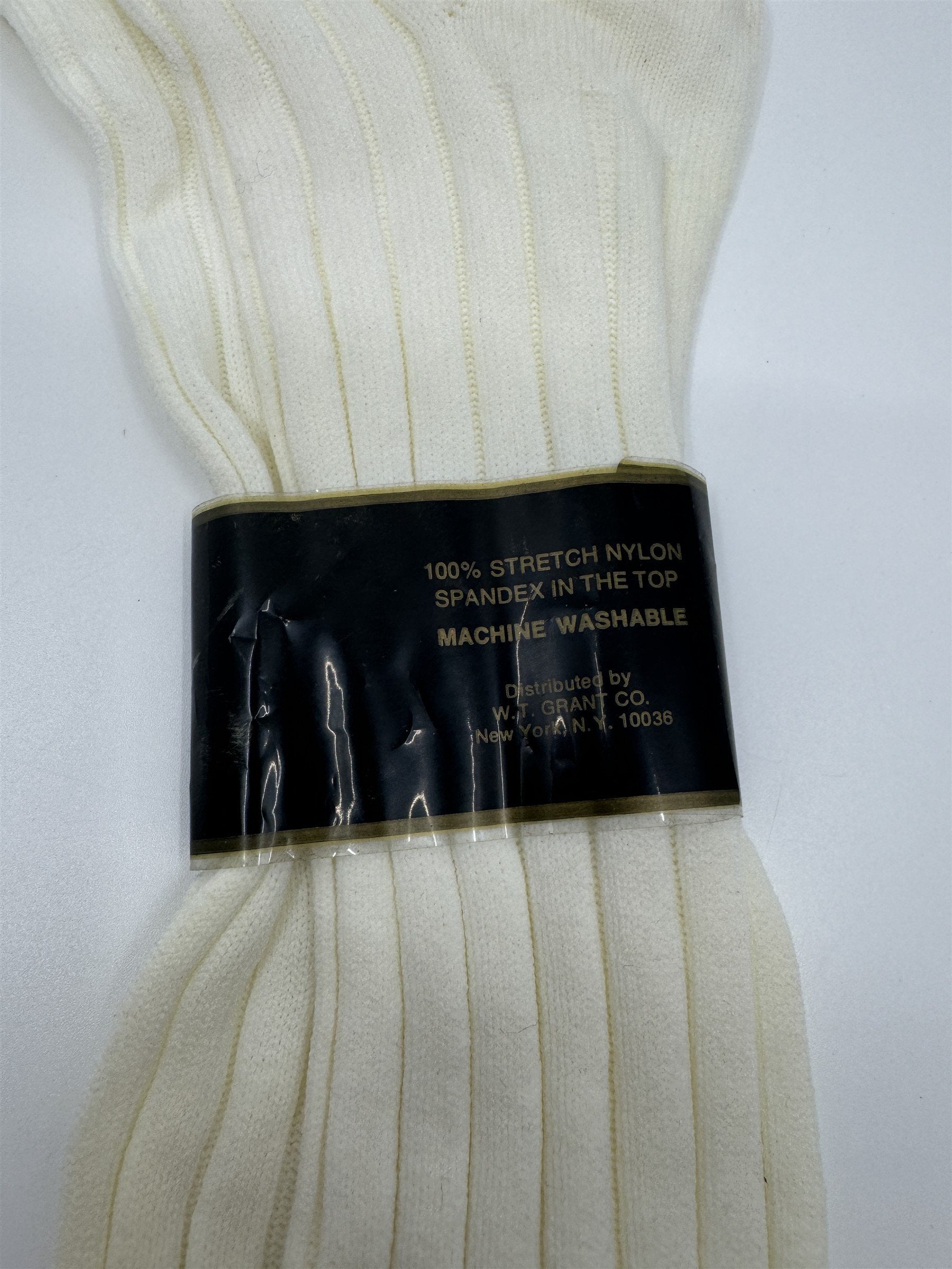Vintage Grants 100% Nylon Anti-Static White/Beige Mens Socks 10-13