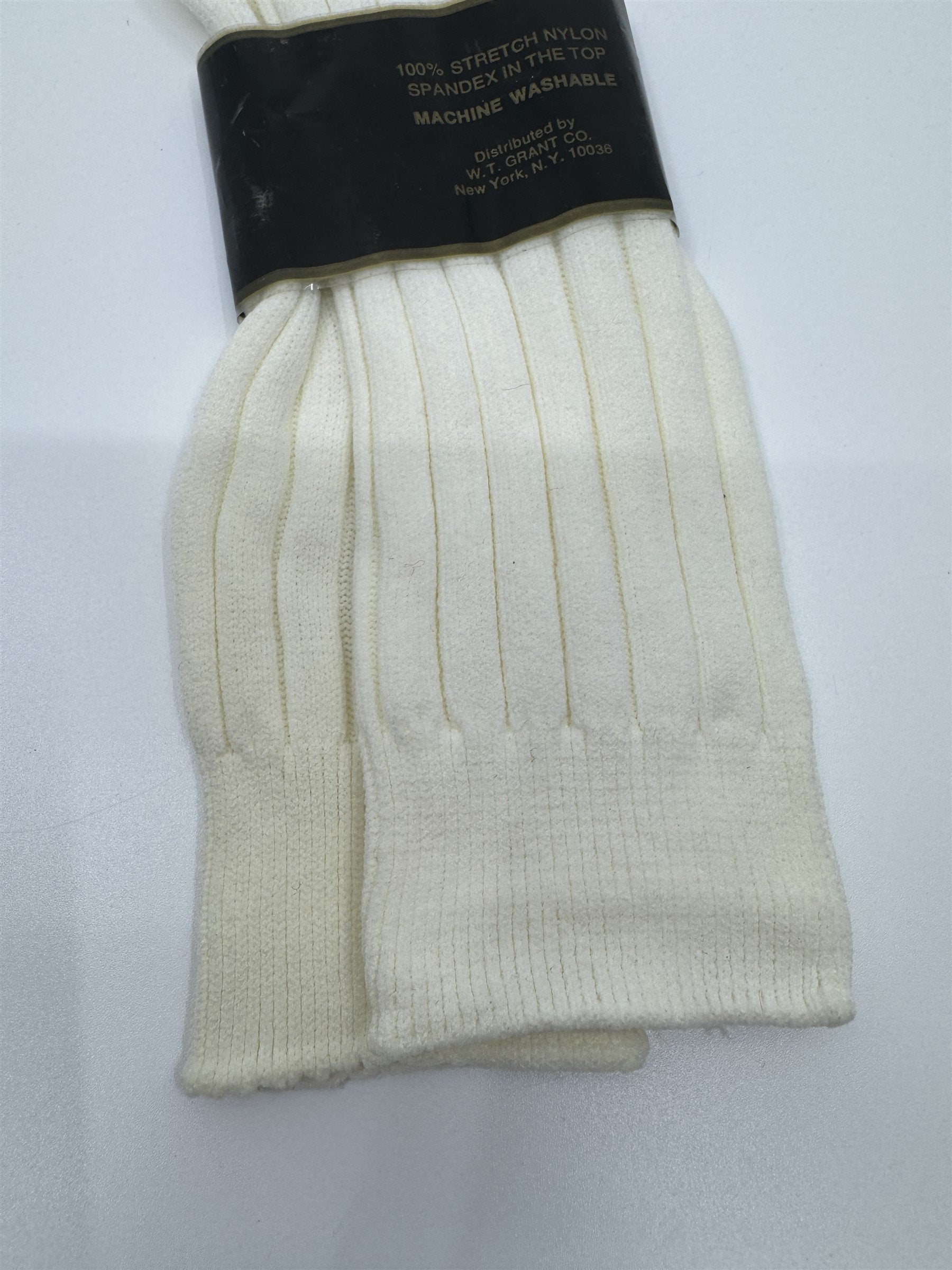 Vintage Grants 100% Nylon Anti-Static White/Beige Mens Socks 10-13