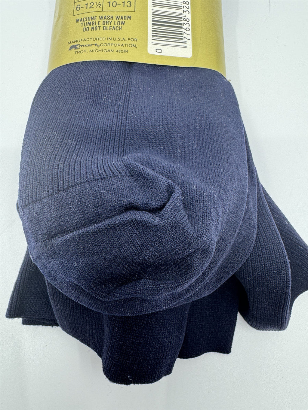 Vintage Kmart 3pk 100% Stretch Nylon Navy Blue Cable Panel Dress Socks 10-13 NOS
