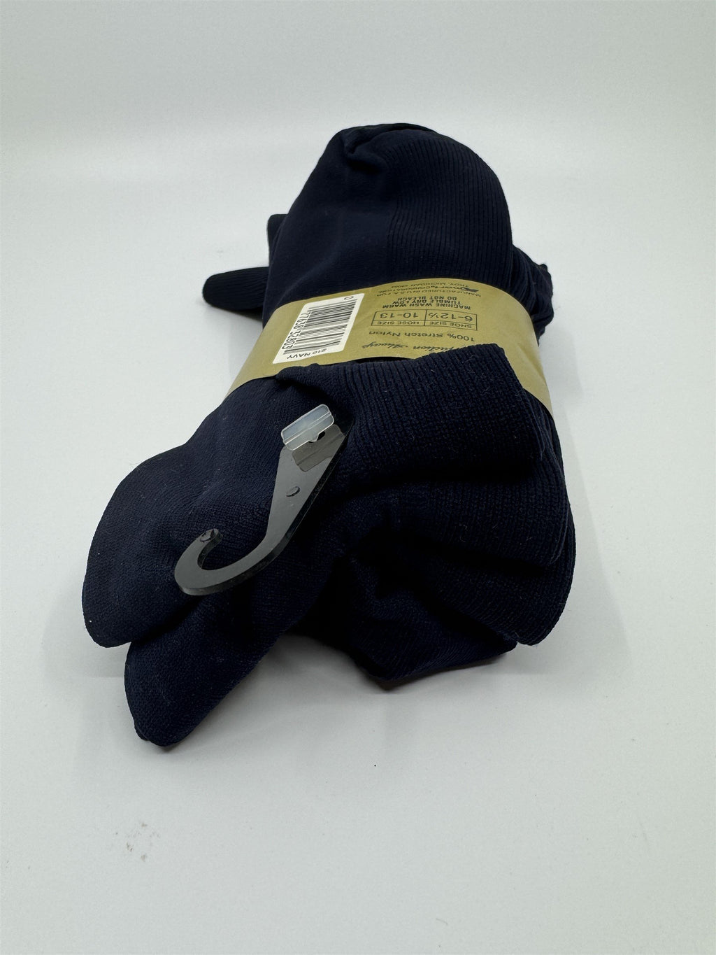 Vintage Kmart 3pk 100% Stretch Nylon Navy Blue Cable Panel Dress Socks 10-13 NOS