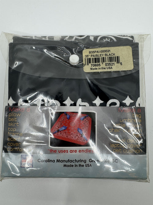 Giant-Danna 35" XL Bandanna Paisley Black USA Carolina Manf. Greenville SC NEW