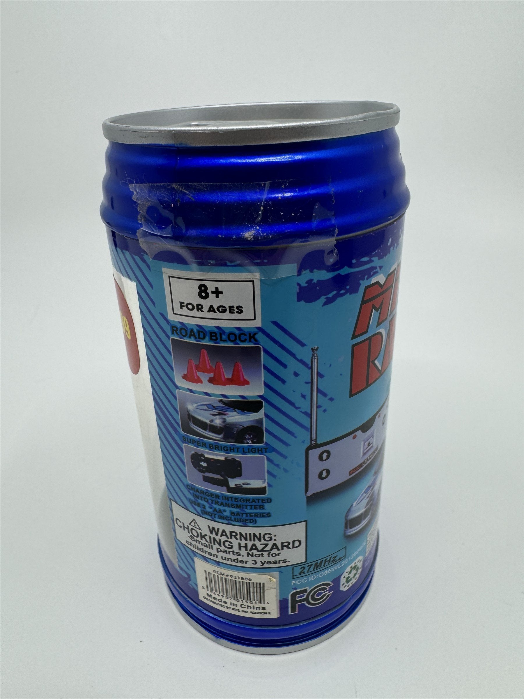 Mini Racer Remote Controlled Race Car RC Soda Can Race Car Silver/Blue NEW