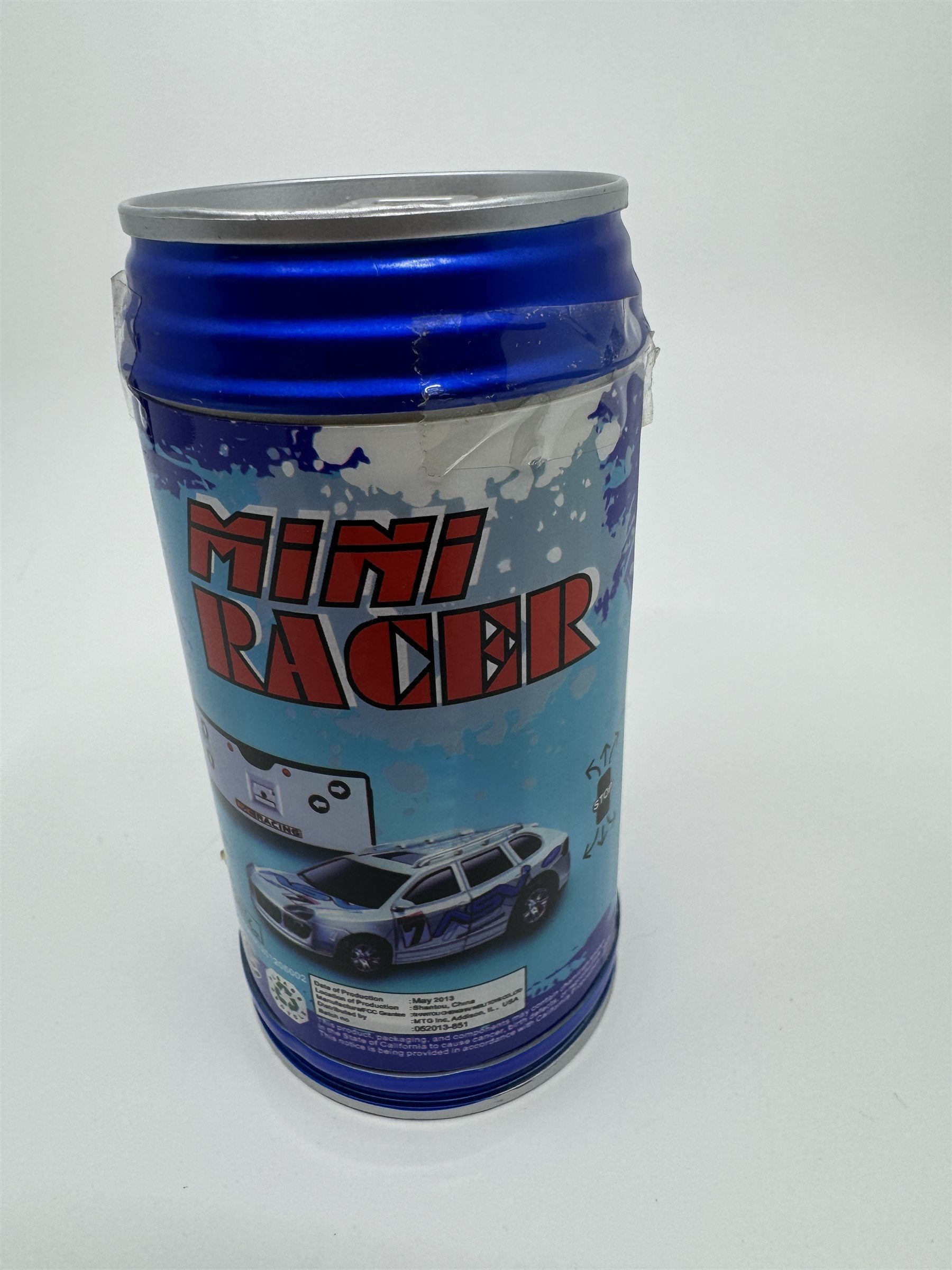 Mini Racer Remote Controlled Race Car RC Soda Can Race Car Silver/Blue NEW