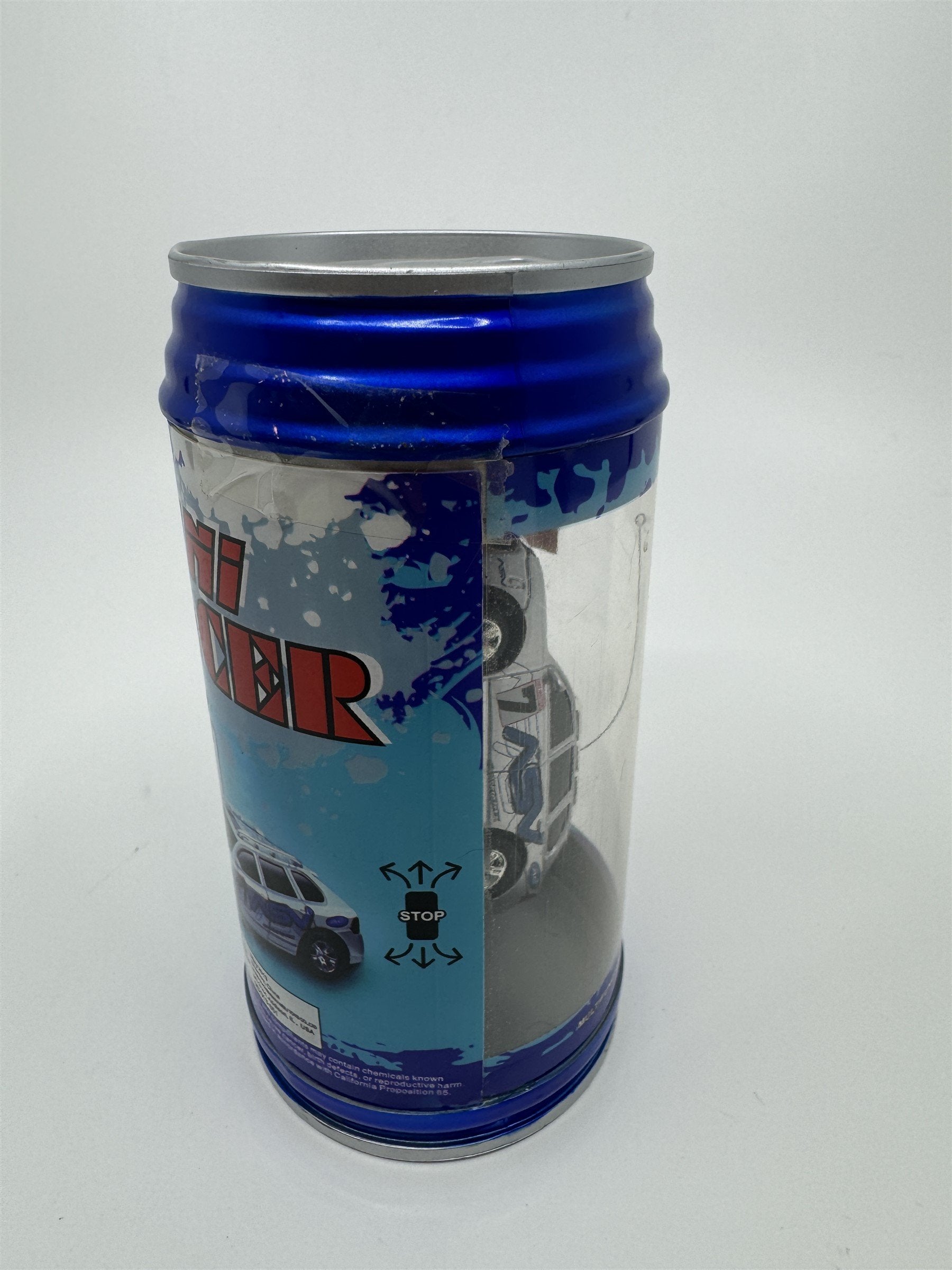Mini Racer Remote Controlled Race Car RC Soda Can Race Car Silver/Blue NEW