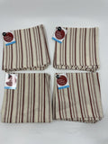 Set of 8 X&O Striped Cloth Napkins 12x12 Dinner Napkins Cotton/Rayon NEW