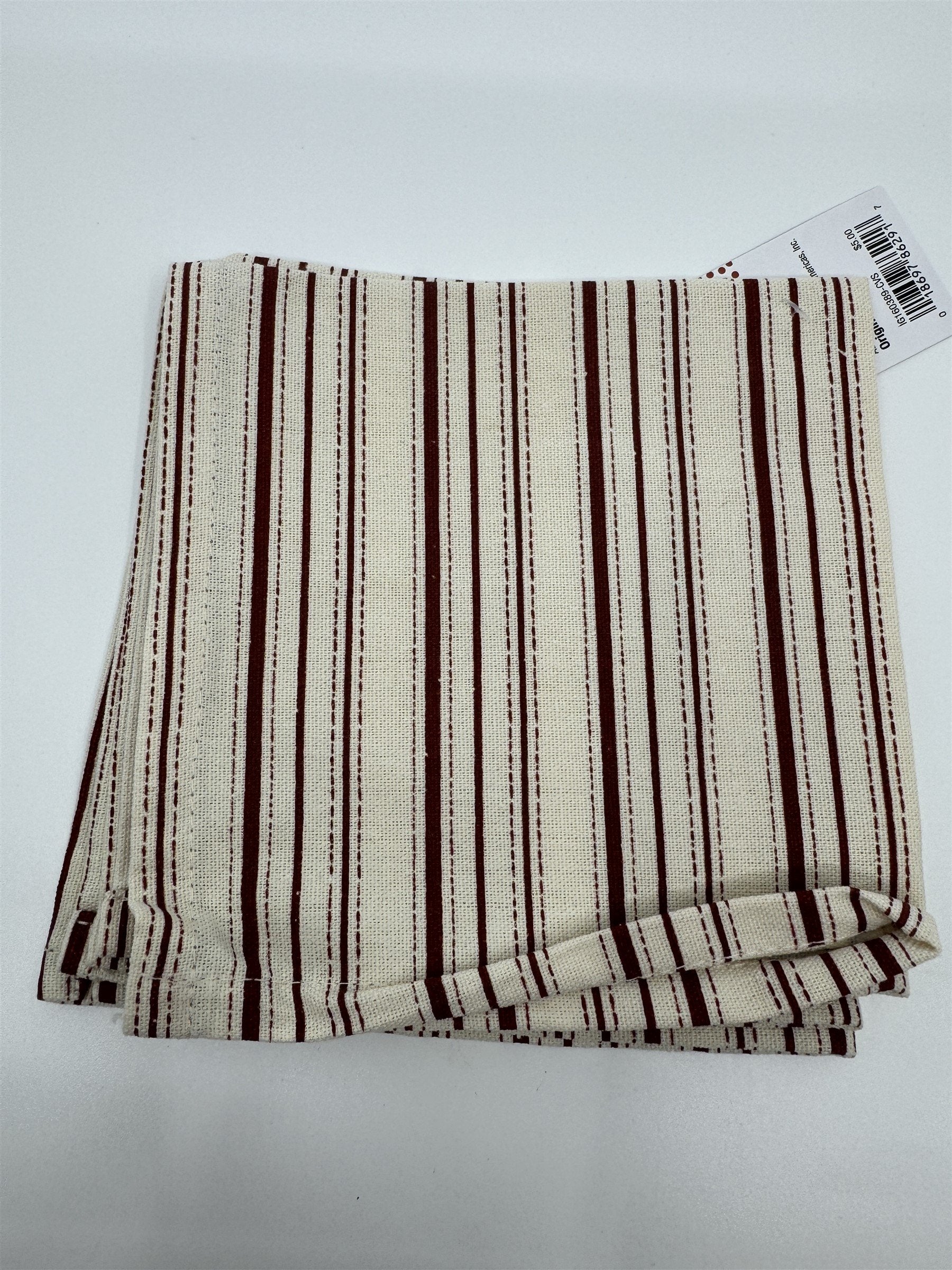 Set of 8 X&O Striped Cloth Napkins 12x12 Dinner Napkins Cotton/Rayon NEW