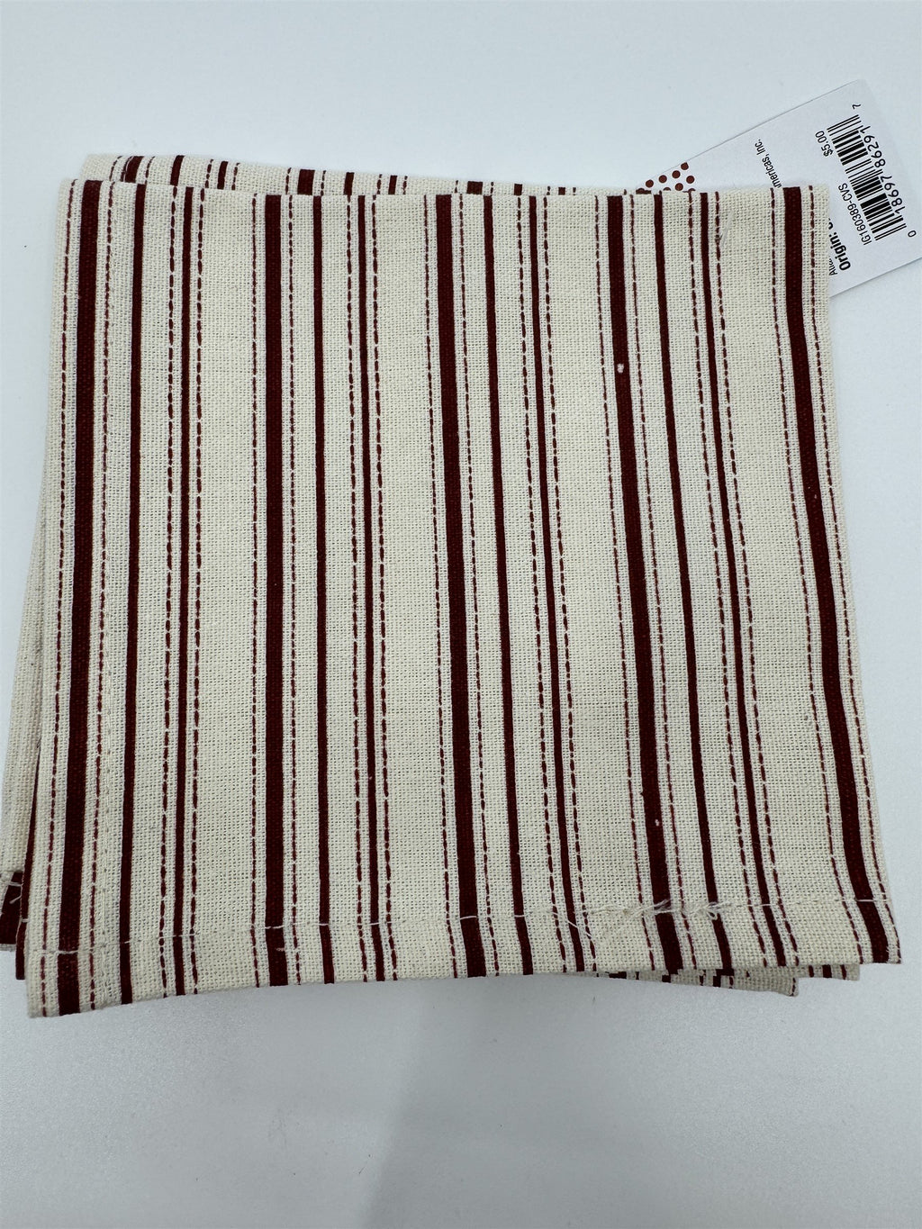 Set of 8 X&O Striped Cloth Napkins 12x12 Dinner Napkins Cotton/Rayon NEW