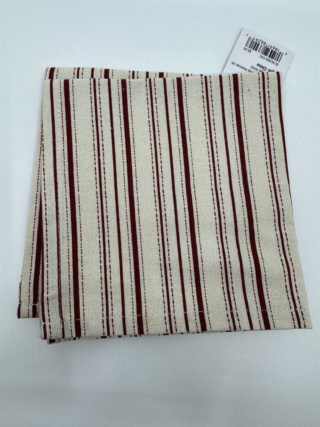 Set of 8 X&O Striped Cloth Napkins 12x12 Dinner Napkins Cotton/Rayon NEW