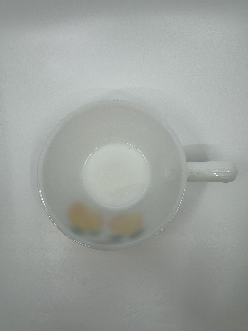 Vintage Anchor Hocking White Milk Glass Hand Painted Peaches Handled Bowl Fruit