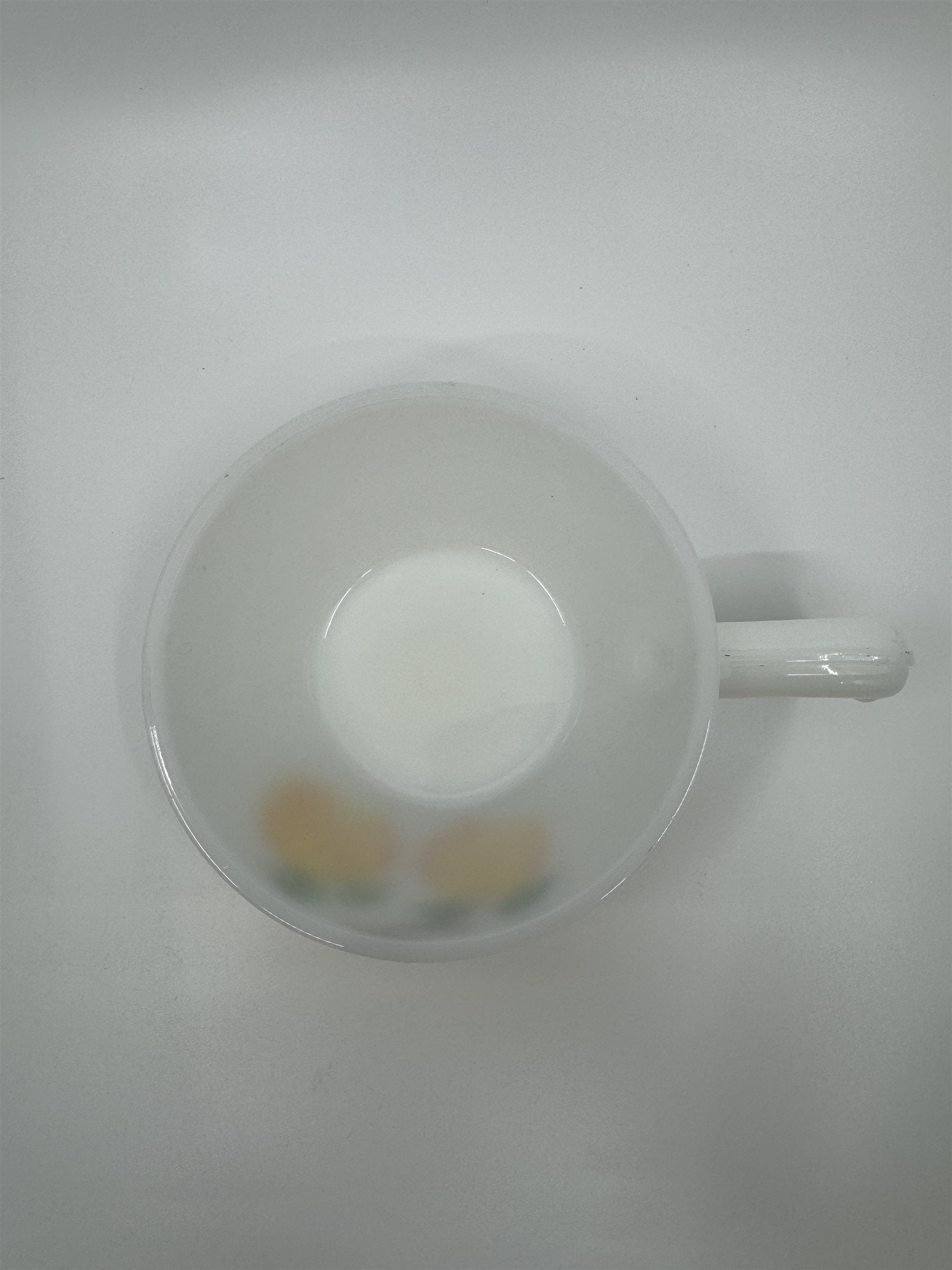 Vintage Anchor Hocking White Milk Glass Hand Painted Peaches Handled Bowl Fruit