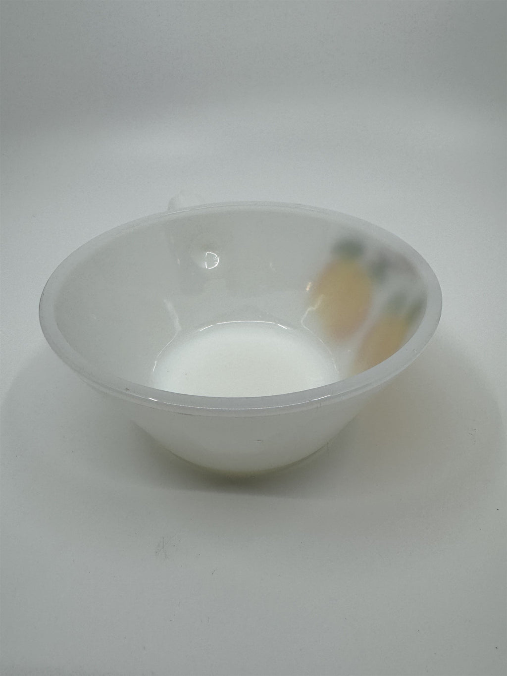 Vintage Anchor Hocking White Milk Glass Hand Painted Peaches Handled Bowl Fruit