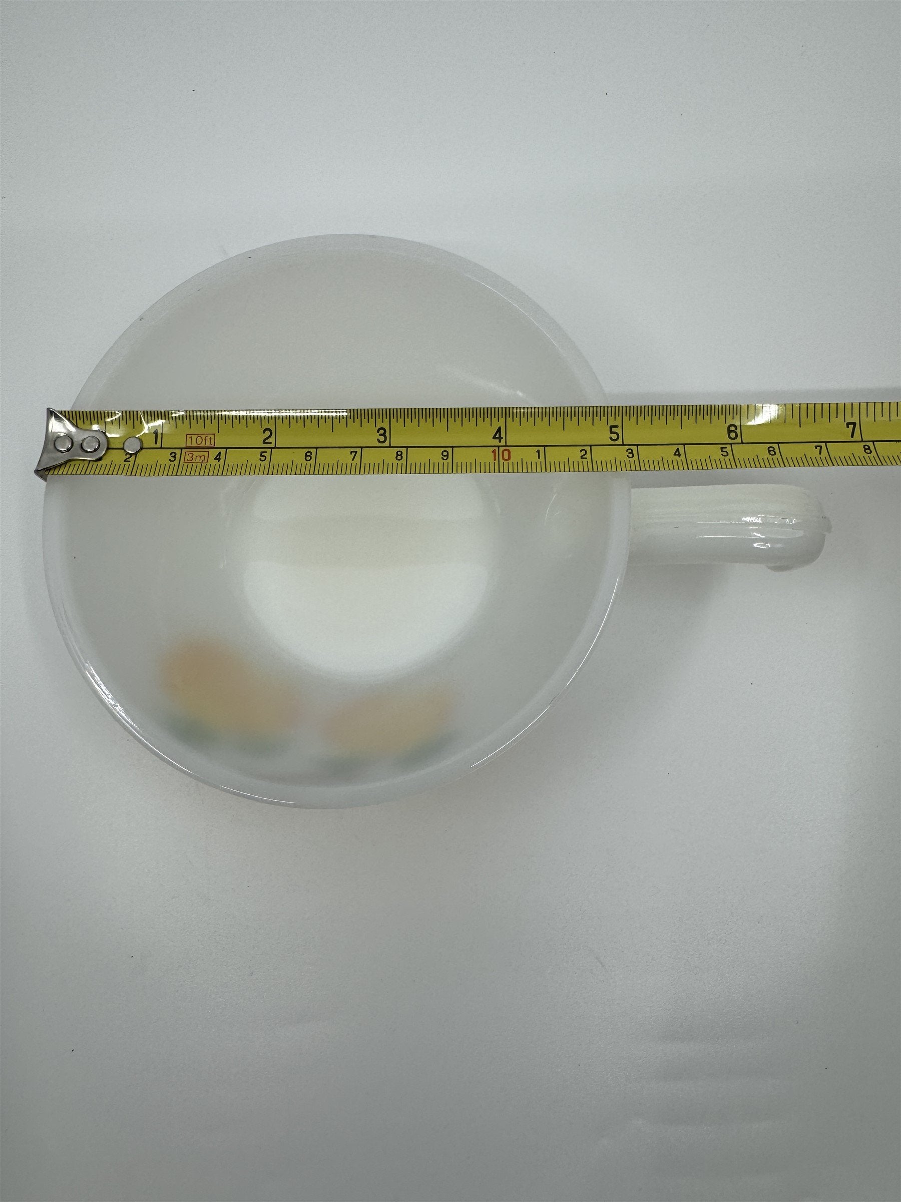 Vintage Anchor Hocking White Milk Glass Hand Painted Peaches Handled Bowl Fruit