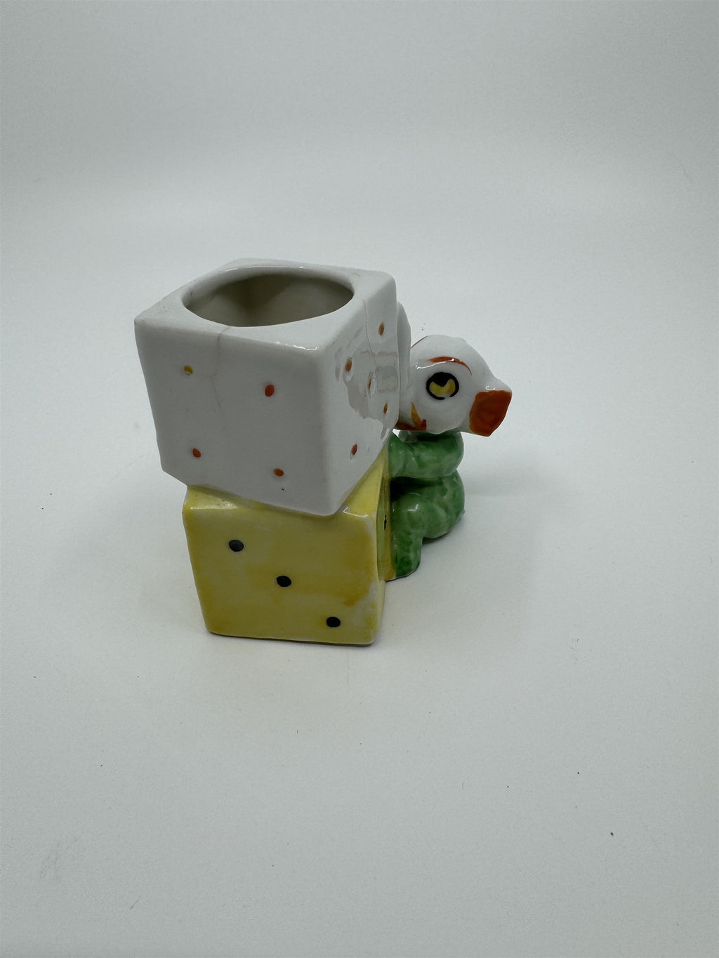 Baby Elephant With Dice Small Vintage Planter Toothbrush Holder 1950s JAPAN