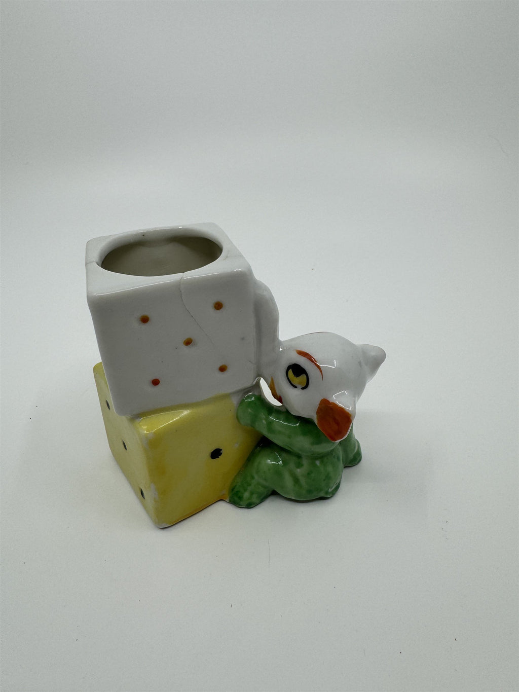 Baby Elephant With Dice Small Vintage Planter Toothbrush Holder 1950s JAPAN
