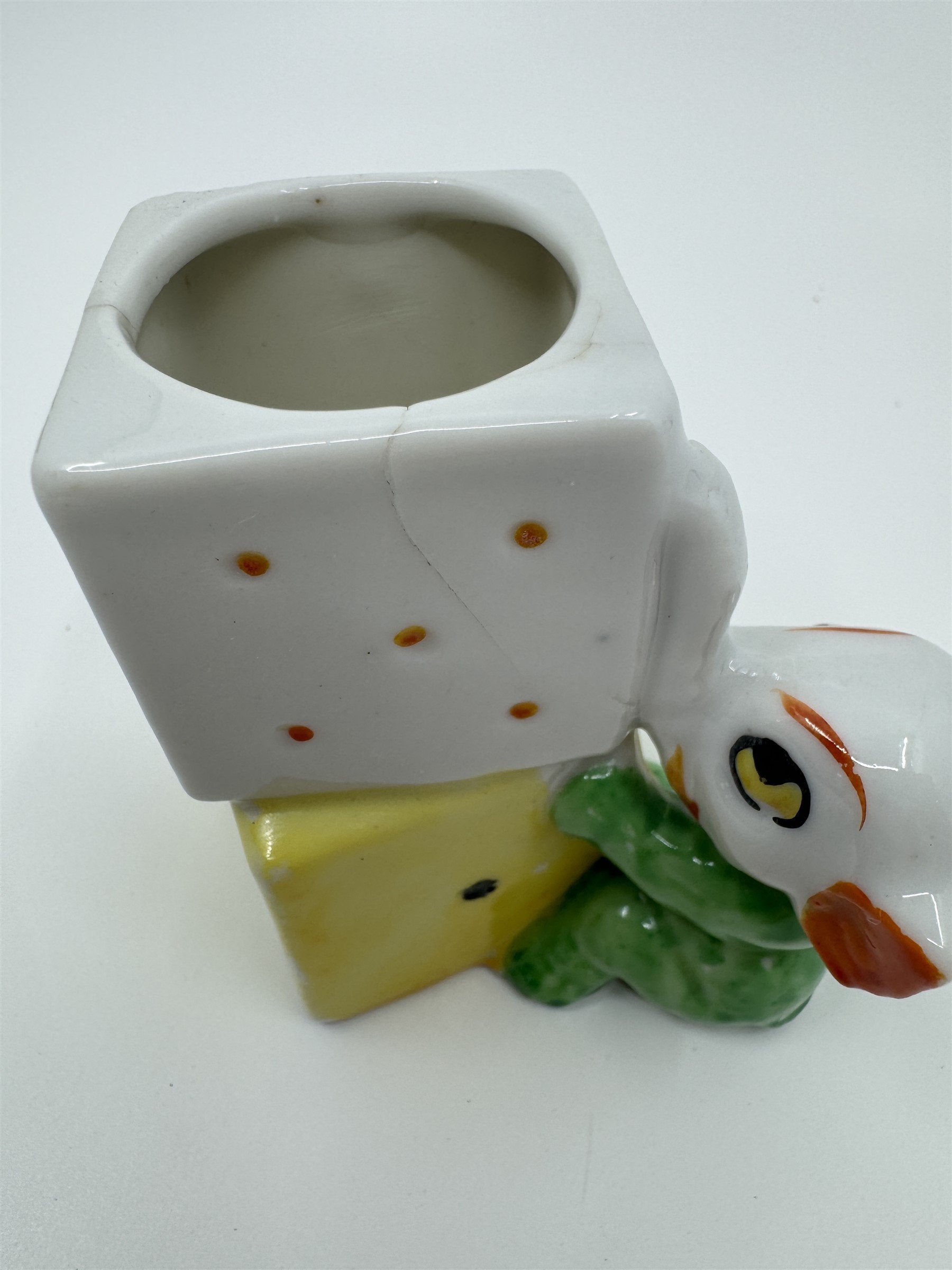 Baby Elephant With Dice Small Vintage Planter Toothbrush Holder 1950s JAPAN