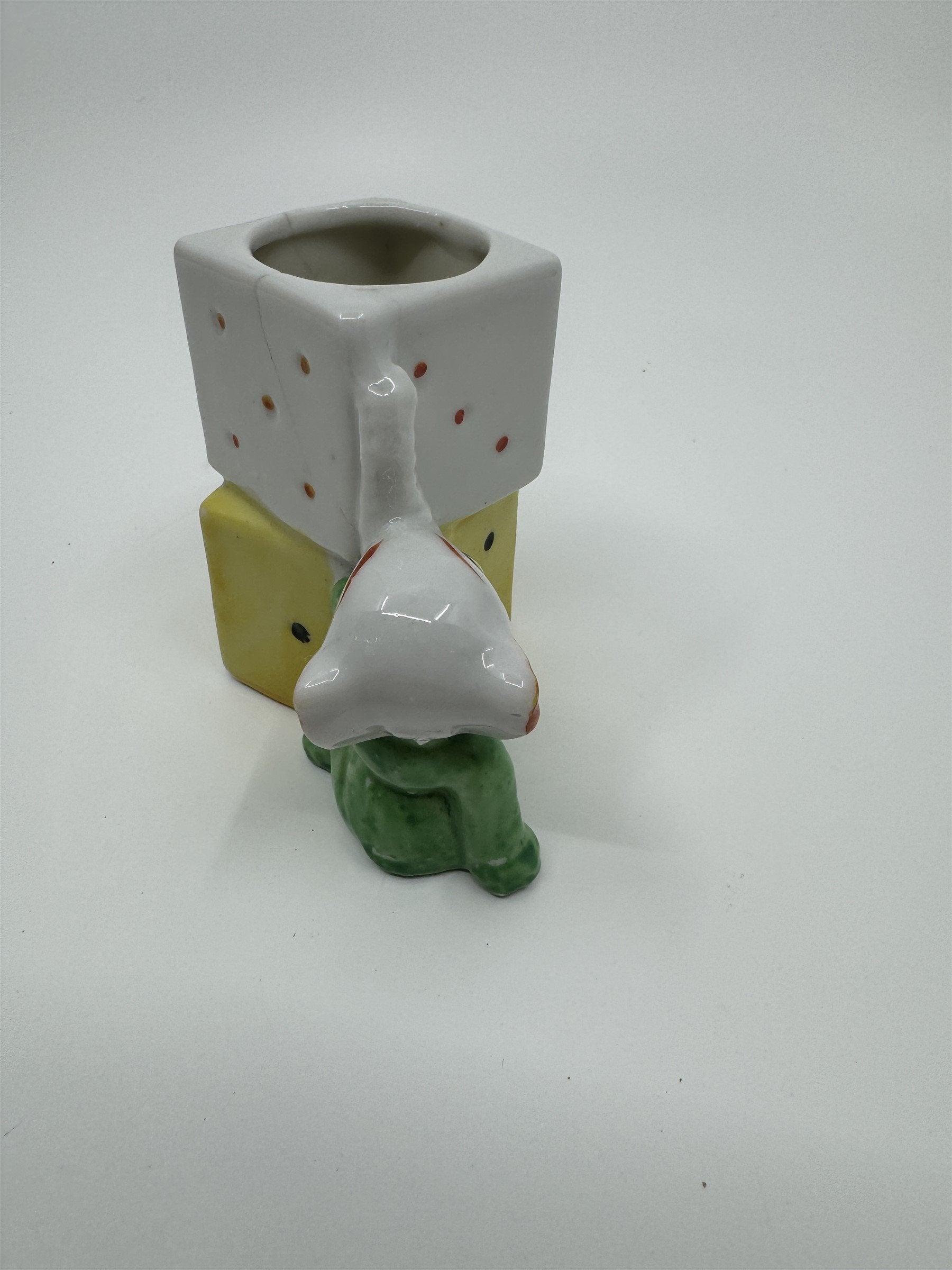 Baby Elephant With Dice Small Vintage Planter Toothbrush Holder 1950s JAPAN