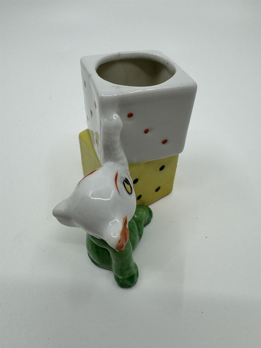 Baby Elephant With Dice Small Vintage Planter Toothbrush Holder 1950s JAPAN