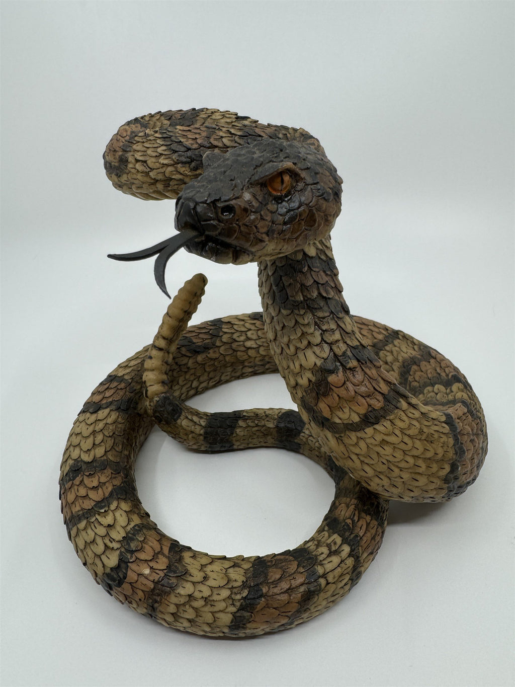Realistic Resin Plastic Rattle Snake Adult and Baby Set Reptile Figurine Statues