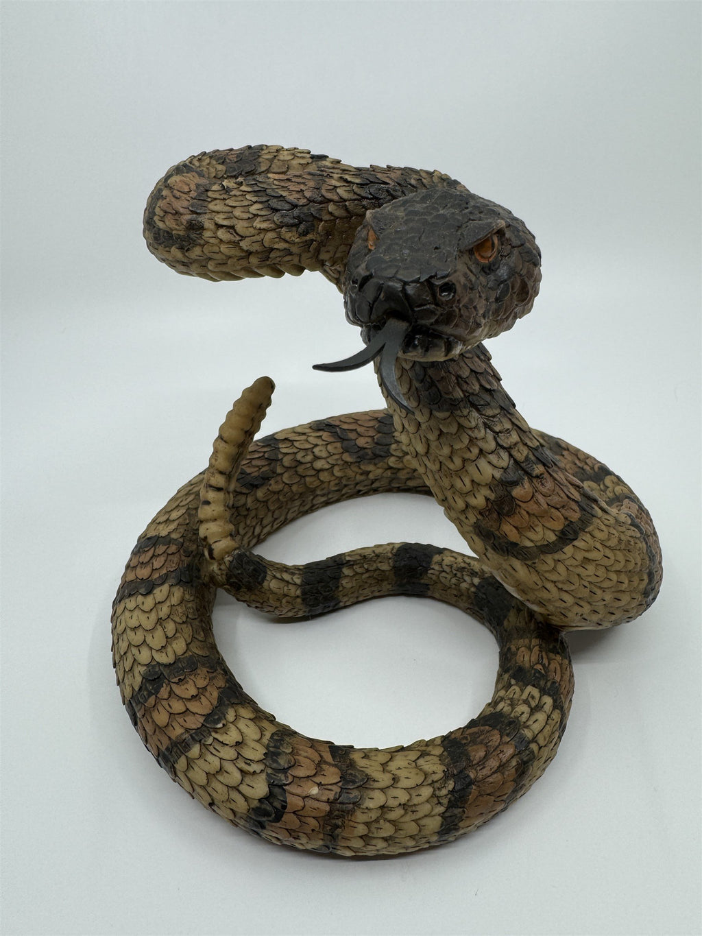 Realistic Resin Plastic Rattle Snake Adult and Baby Set Reptile Figurine Statues