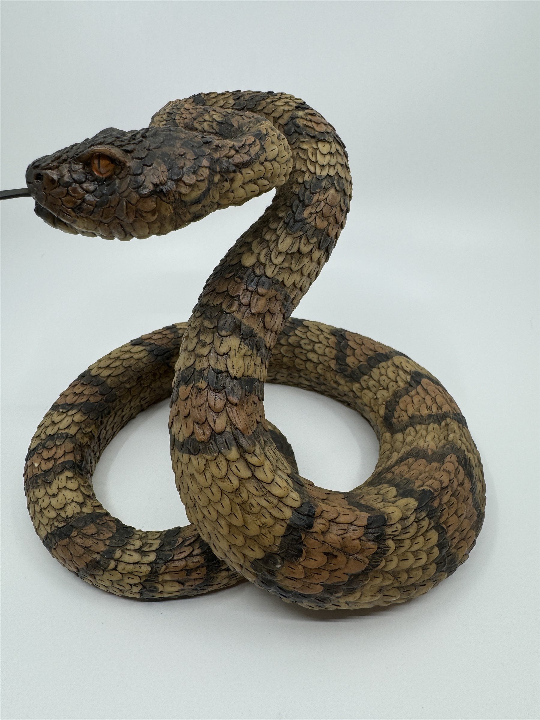 Realistic Resin Plastic Rattle Snake Adult and Baby Set Reptile Figurine Statues