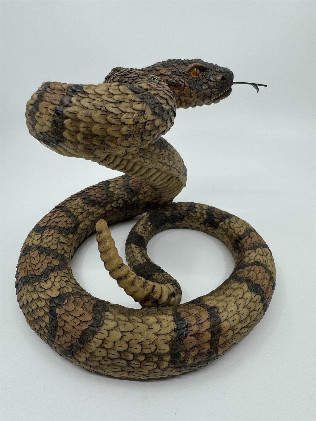 Realistic Resin Plastic Rattle Snake Adult and Baby Set Reptile Figurine Statues