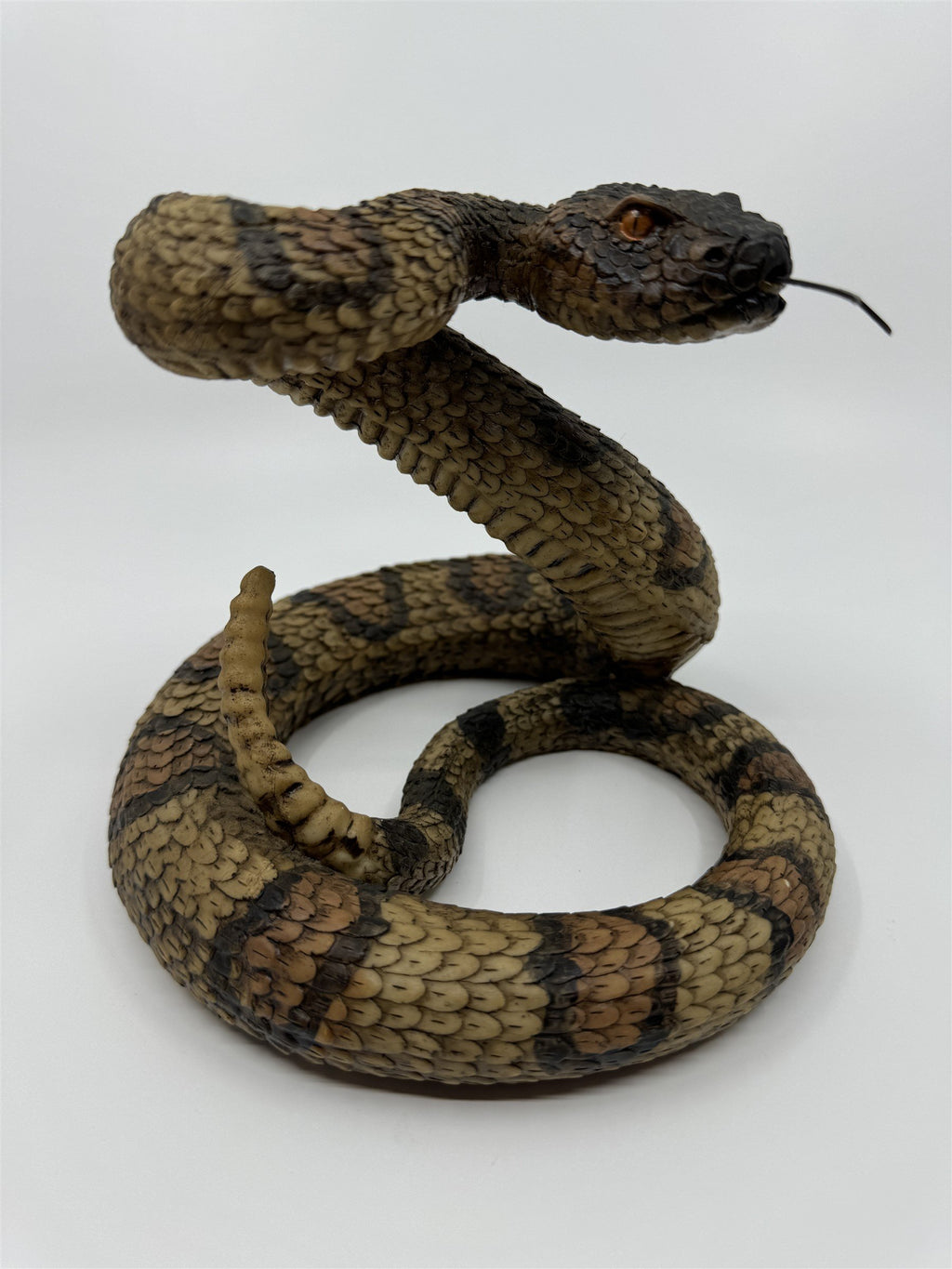Realistic Resin Plastic Rattle Snake Adult and Baby Set Reptile Figurine Statues