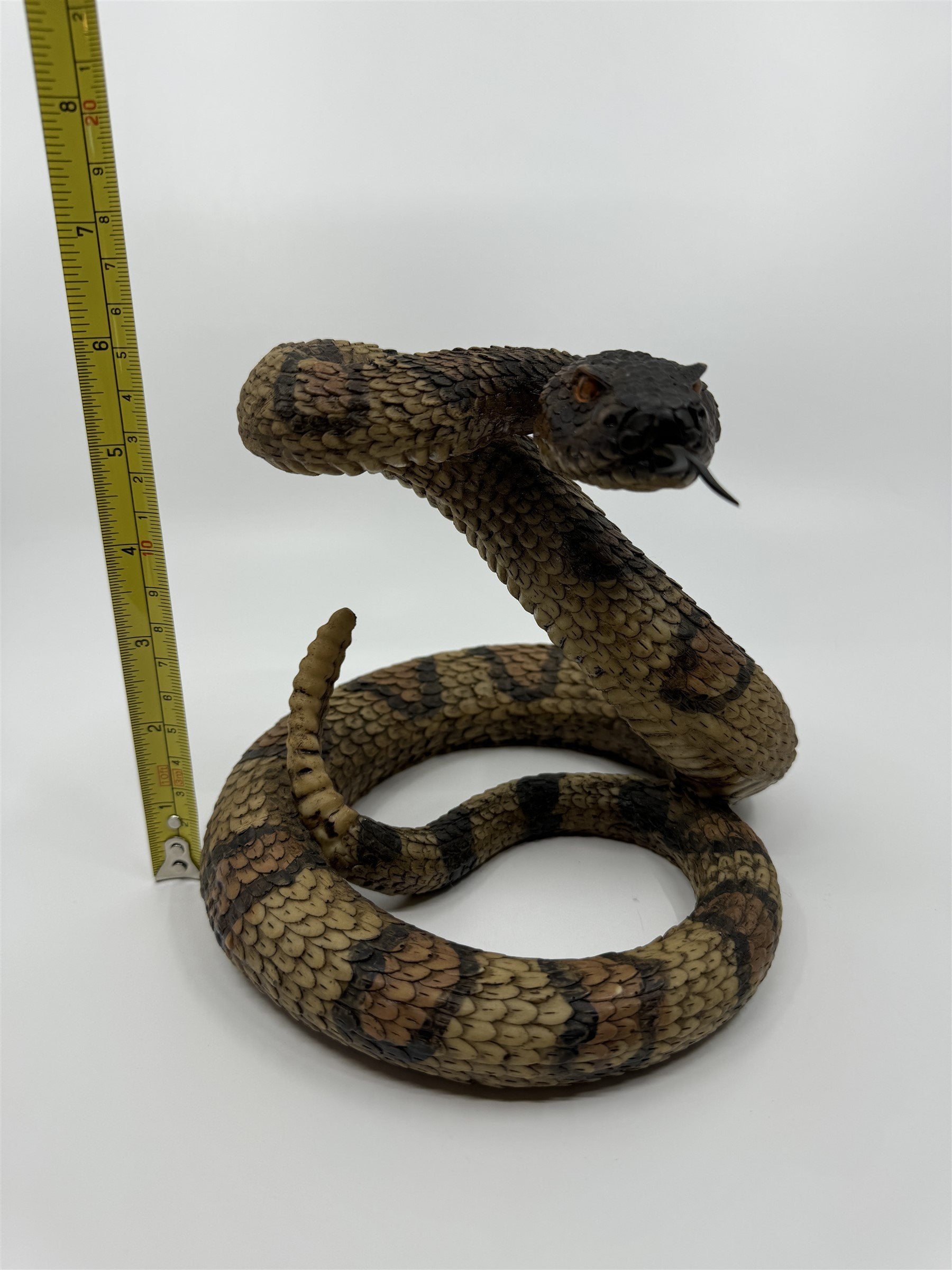 Realistic Resin Plastic Rattle Snake Adult and Baby Set Reptile Figurine Statues