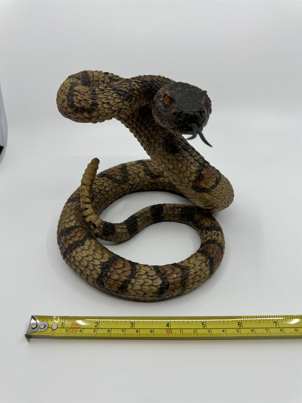 Realistic Resin Plastic Rattle Snake Adult and Baby Set Reptile Figurine Statues