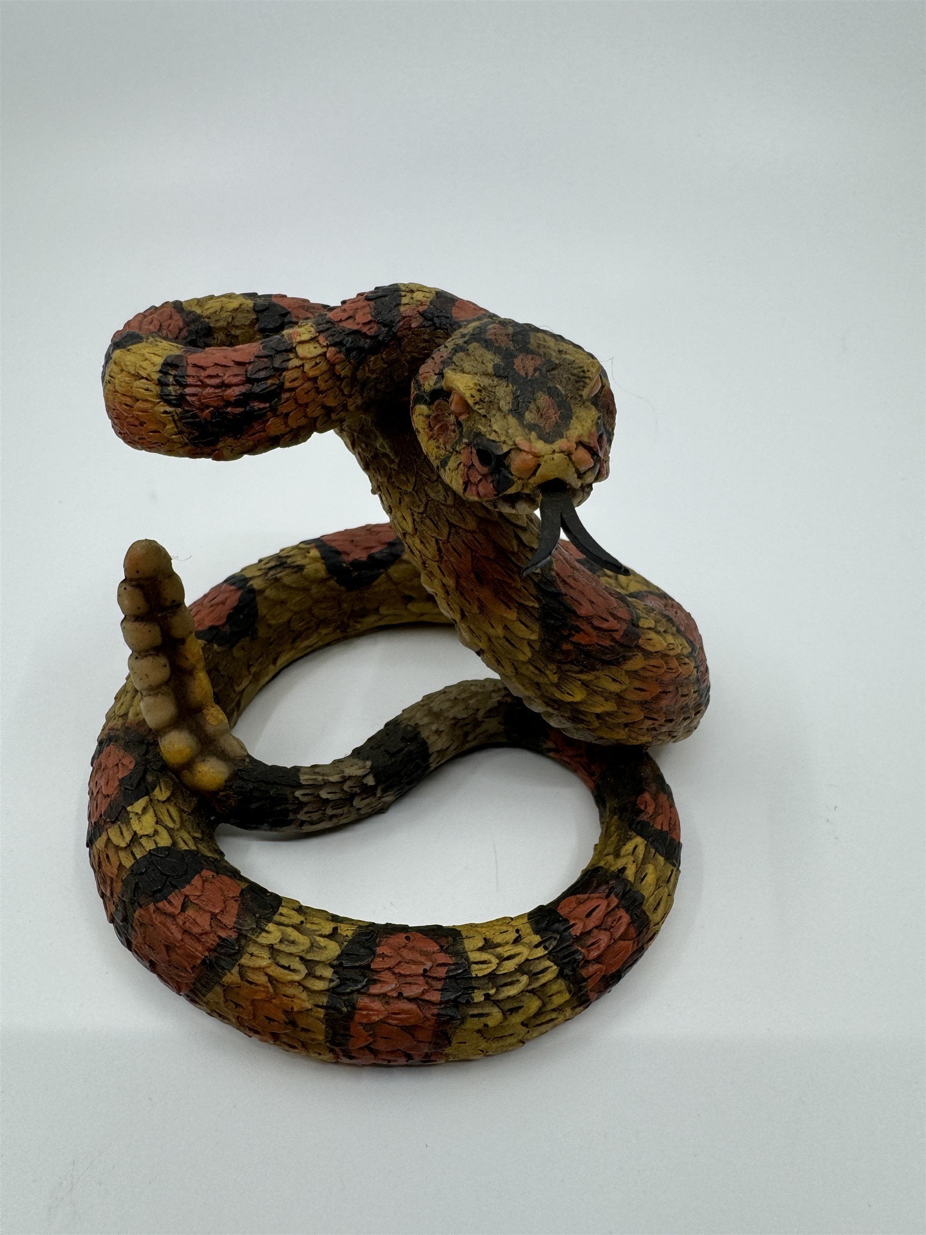 Realistic Resin Plastic Rattle Snake Adult and Baby Set Reptile Figurine Statues