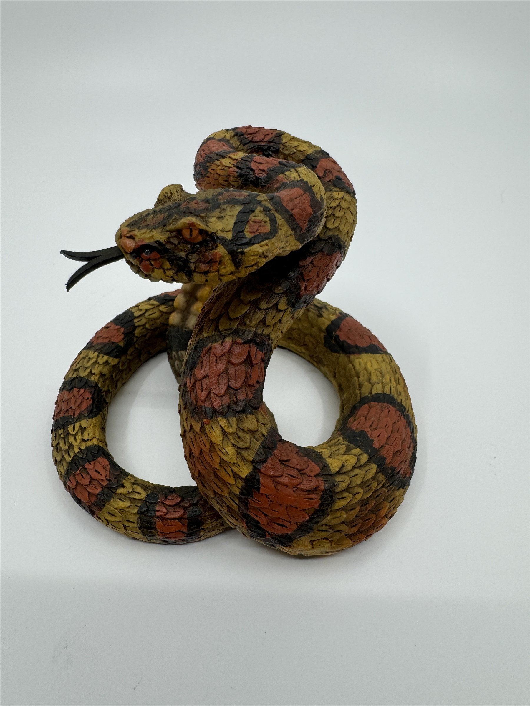 Realistic Resin Plastic Rattle Snake Adult and Baby Set Reptile Figurine Statues