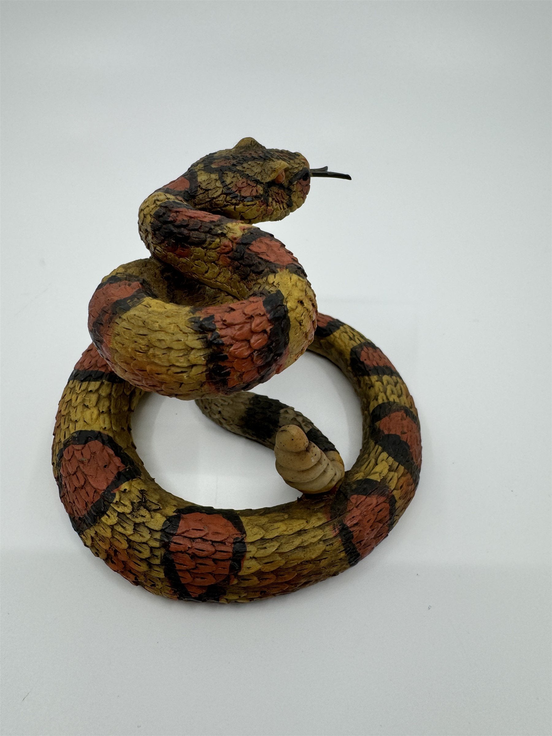 Realistic Resin Plastic Rattle Snake Adult and Baby Set Reptile Figurine Statues