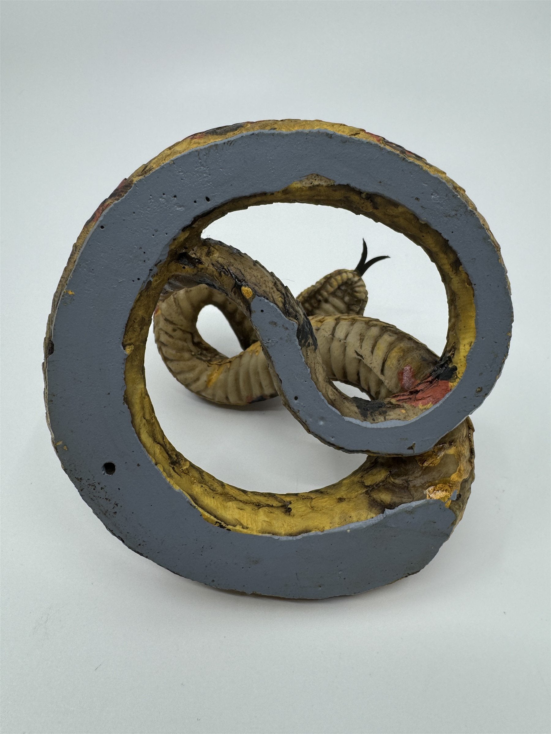 Realistic Resin Plastic Rattle Snake Adult and Baby Set Reptile Figurine Statues