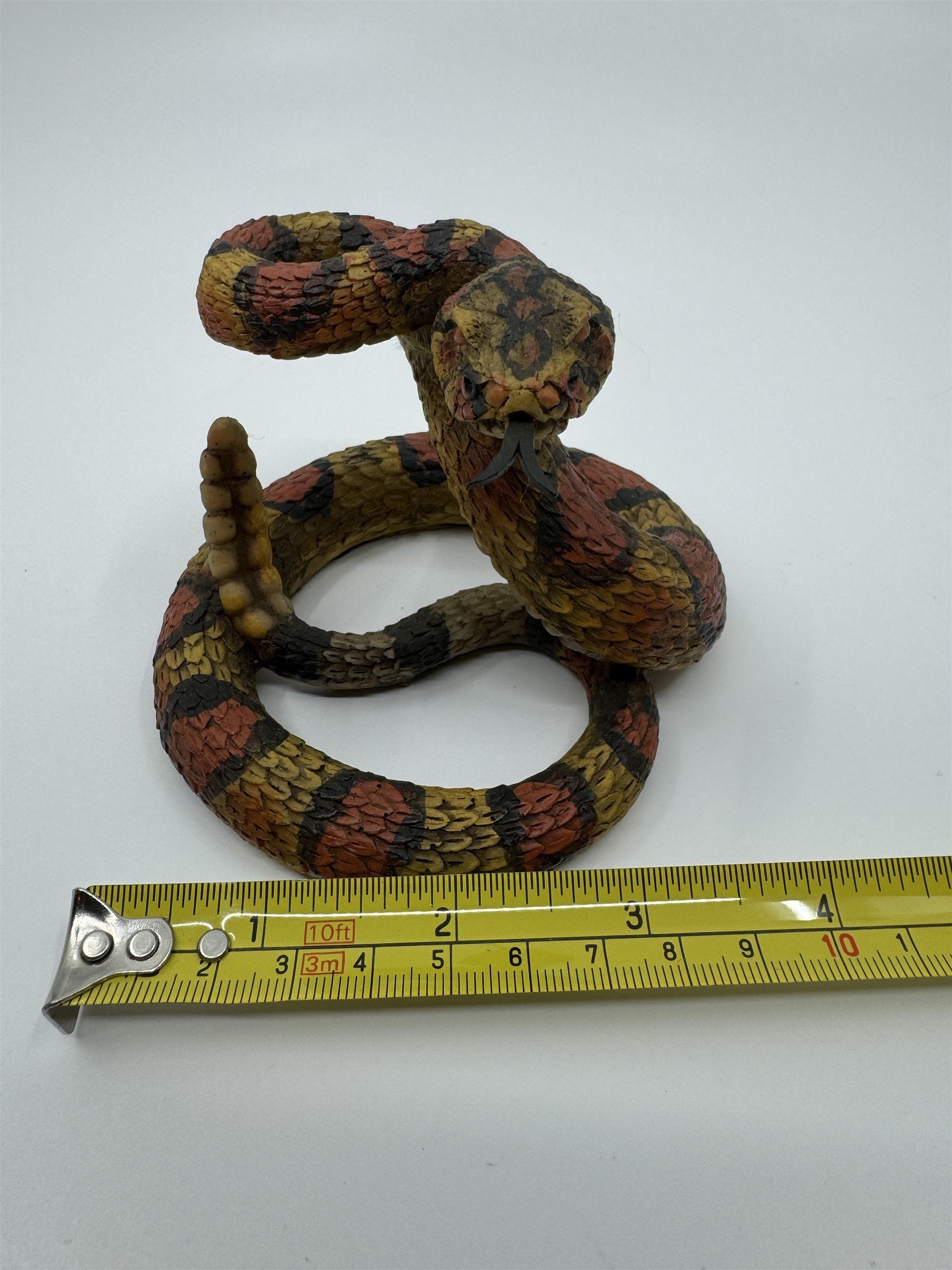 Realistic Resin Plastic Rattle Snake Adult and Baby Set Reptile Figurine Statues