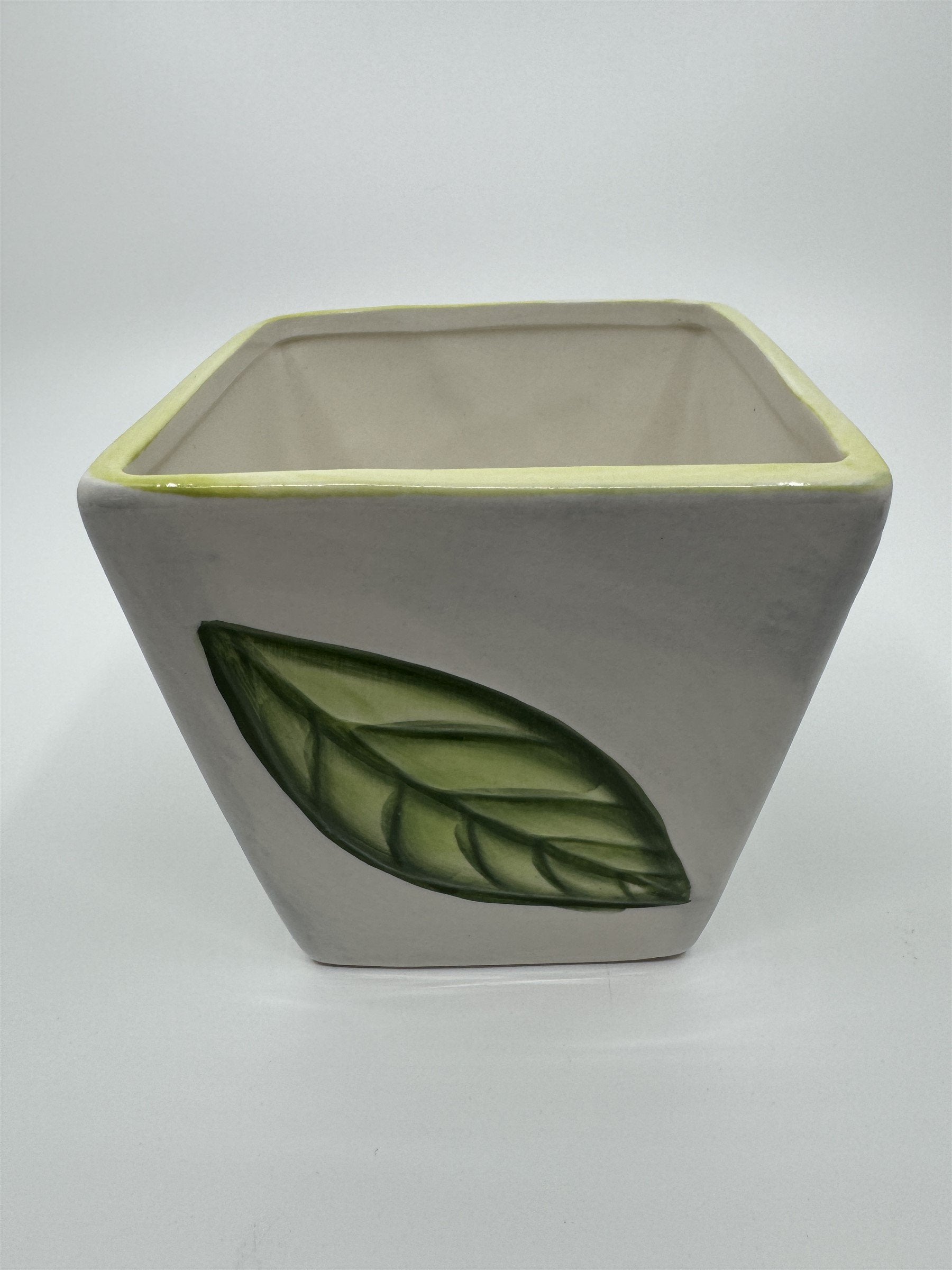 Vintage Ladybug Leaf Leaves Beetle Ceramic Planter