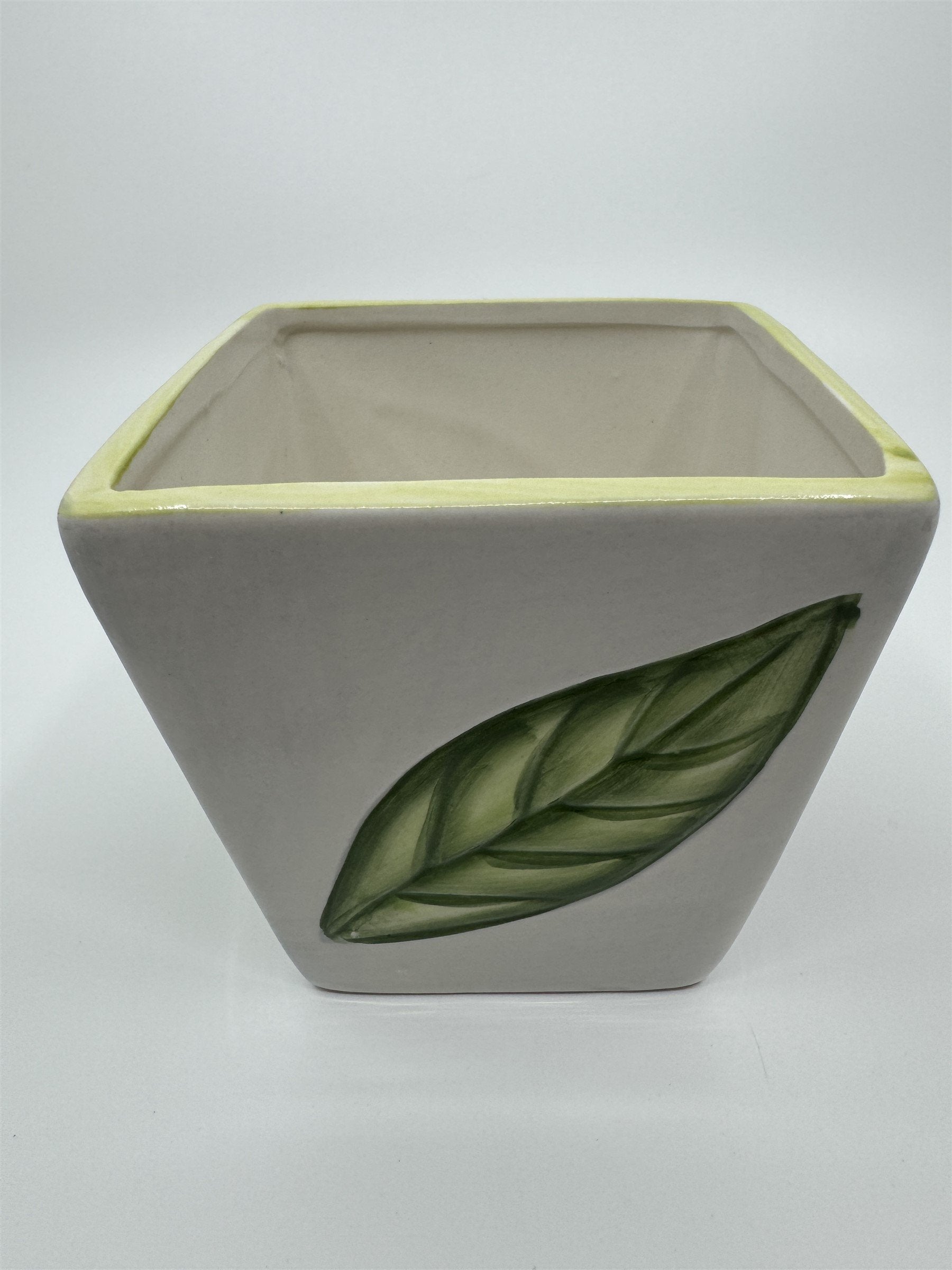 Vintage Ladybug Leaf Leaves Beetle Ceramic Planter