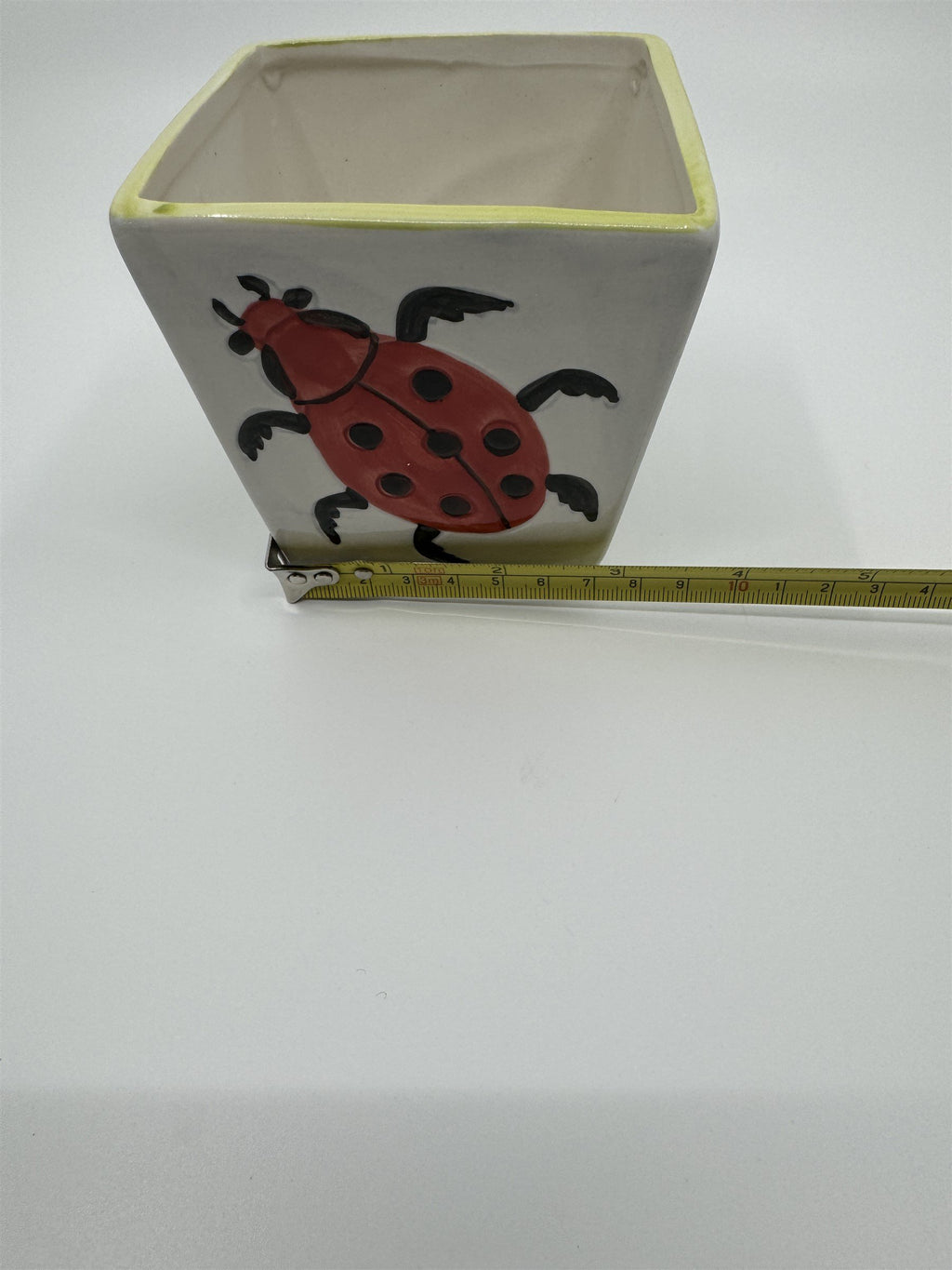Vintage Ladybug Leaf Leaves Beetle Ceramic Planter
