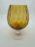 Vintage Diamon Optic Amber Glass Brandy Snifter Vase MCM Empoli