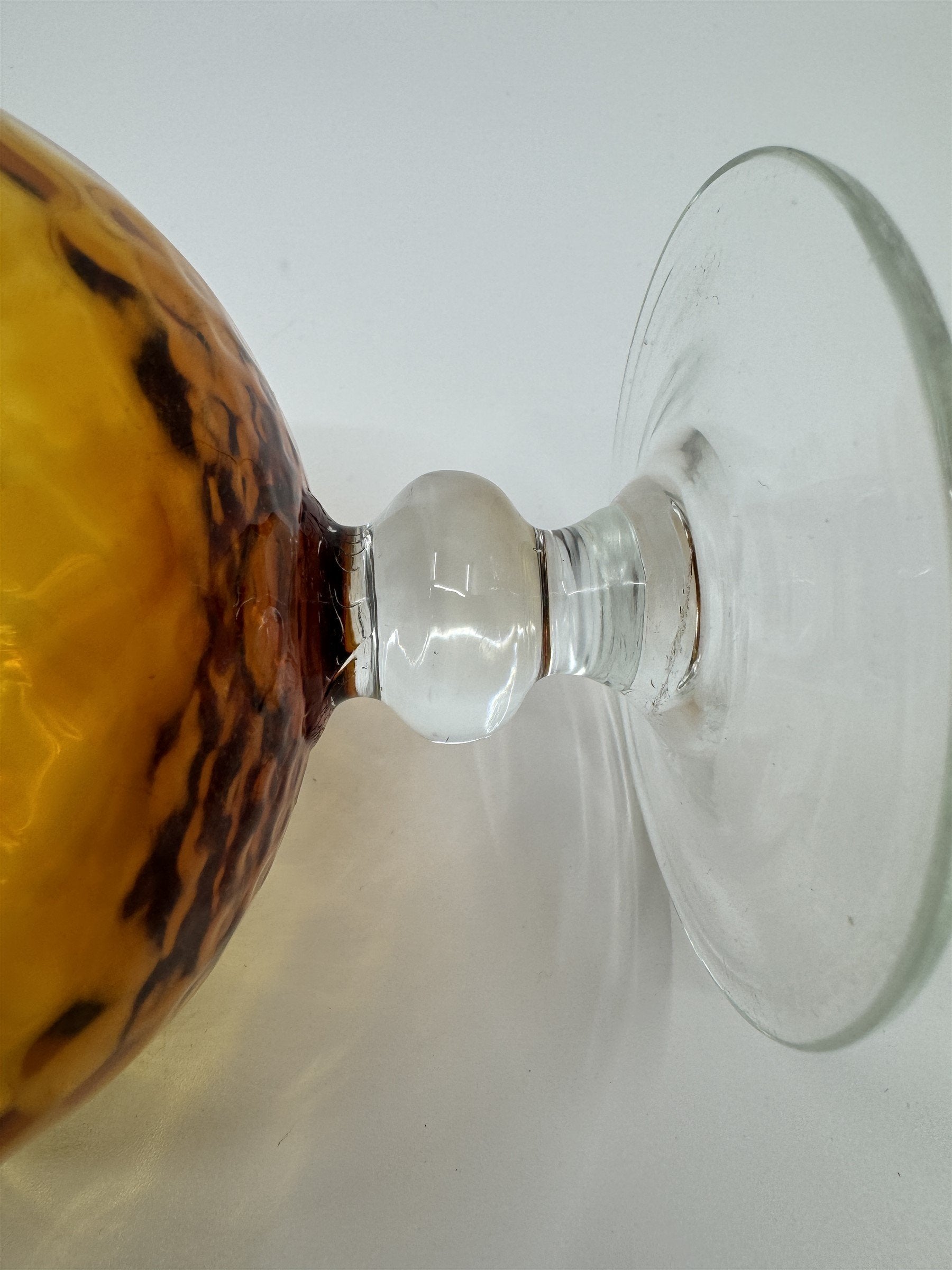 Vintage Diamon Optic Amber Glass Brandy Snifter Vase MCM Empoli