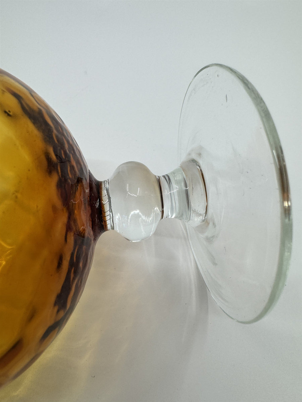 Vintage Diamon Optic Amber Glass Brandy Snifter Vase MCM Empoli